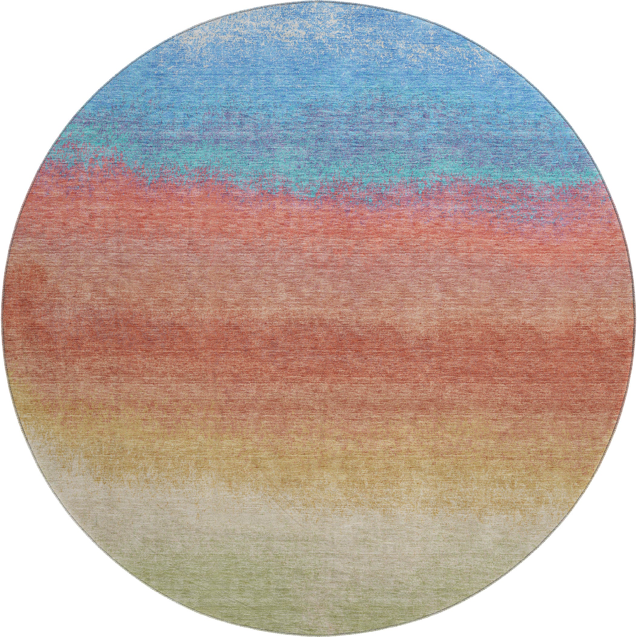 Mdina Machine Washable Transitional Coral Orange Rug 8' x 8' #shape_Round