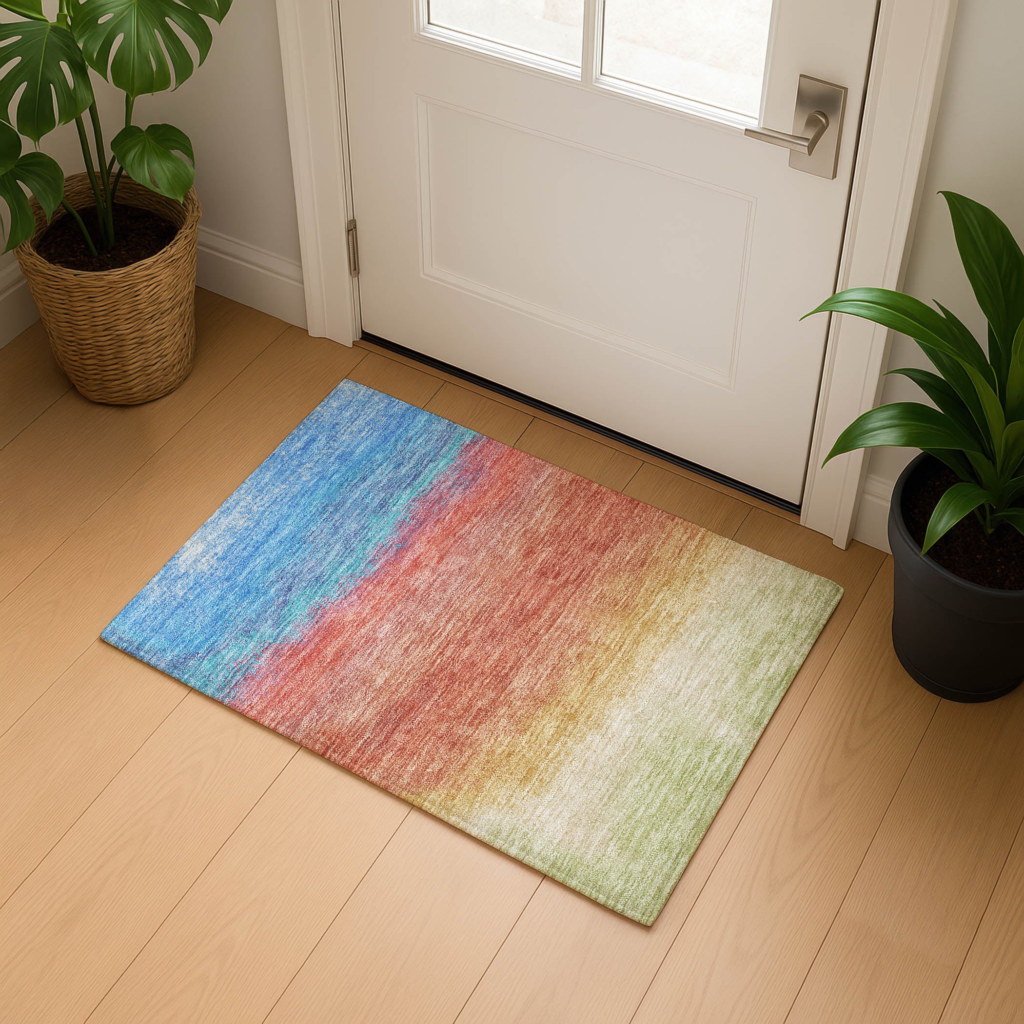Mdina Machine Washable Transitional Coral Orange Rug 1'8" x 2'6" #shape_Rectangle