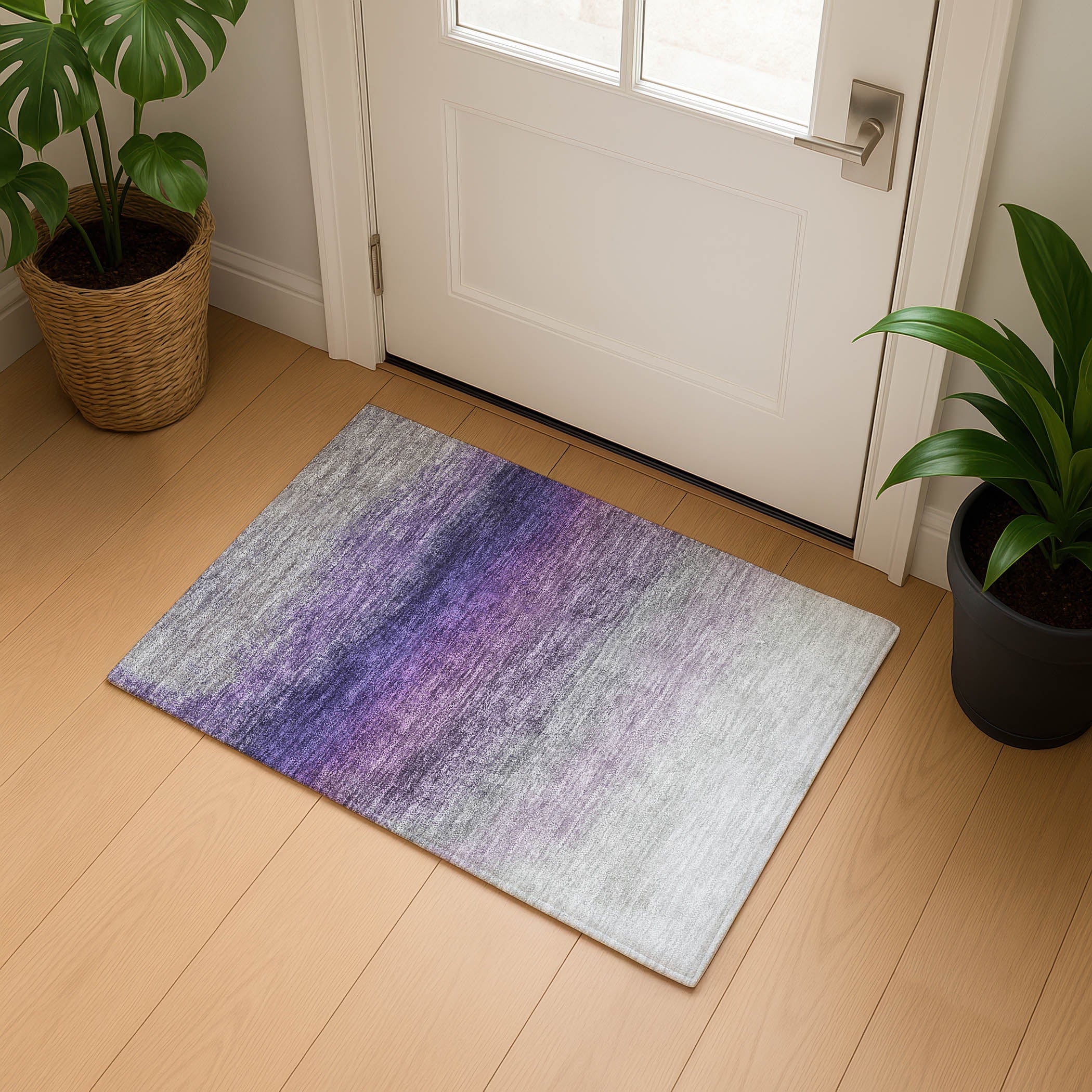 Mdina Machine Washable Transitional Lavender Purple Rug 1'8" x 2'6" #shape_Rectangle