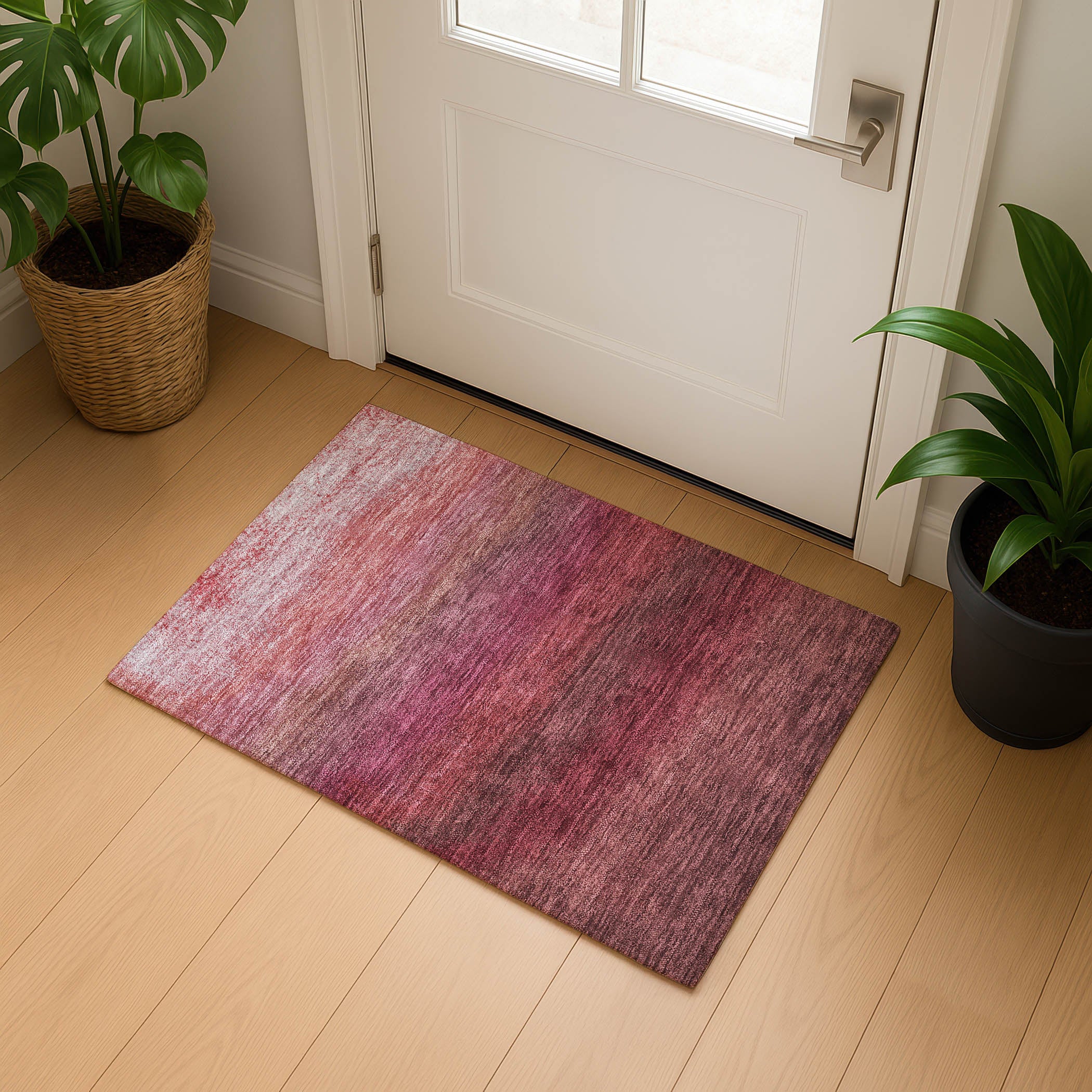 Mdina Machine Washable Transitional Red Rug 1'8" x 2'6" #shape_Rectangle