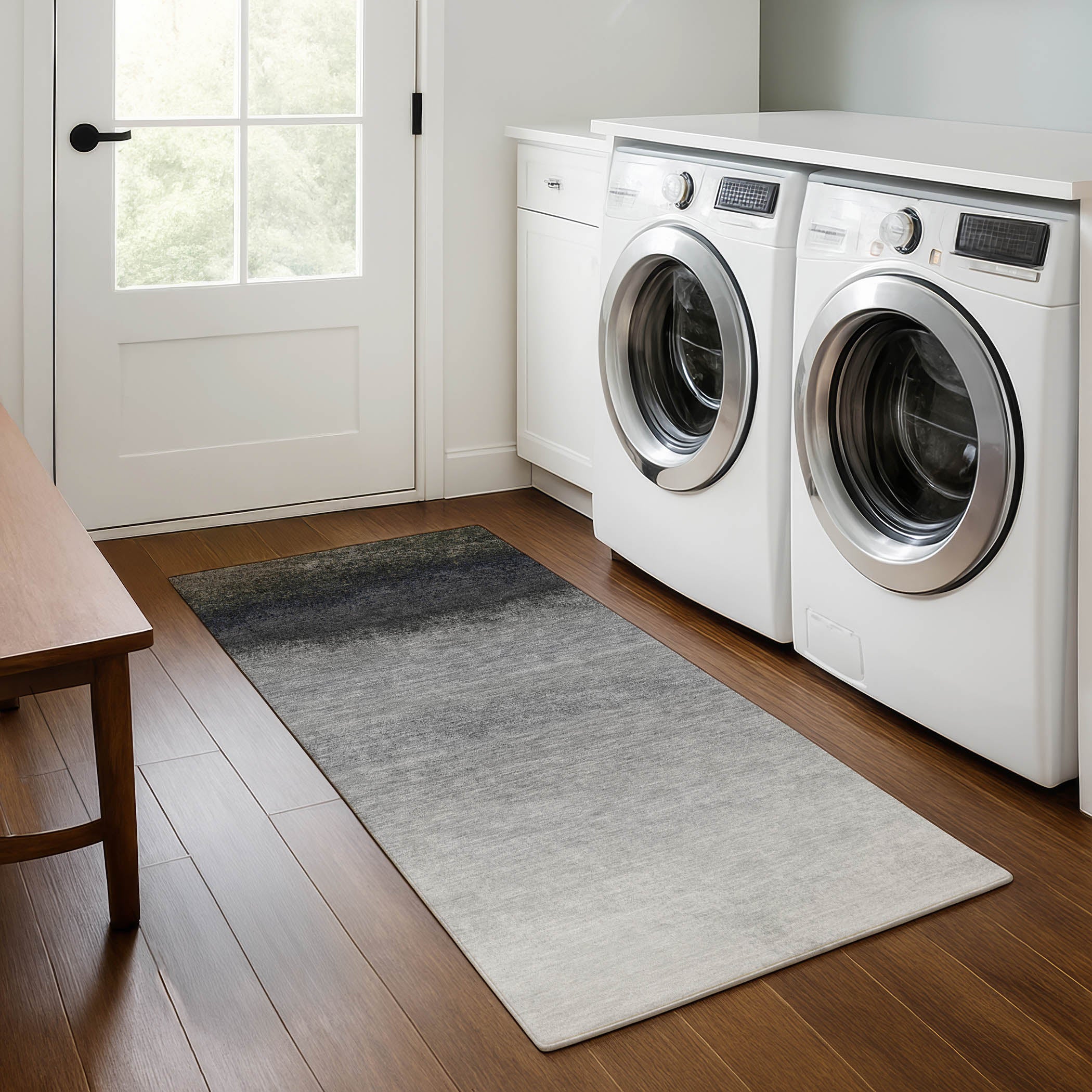 Mdina Machine Washable Transitional Silver Gray Rug 2'3" x 7'6" #shape_Runner