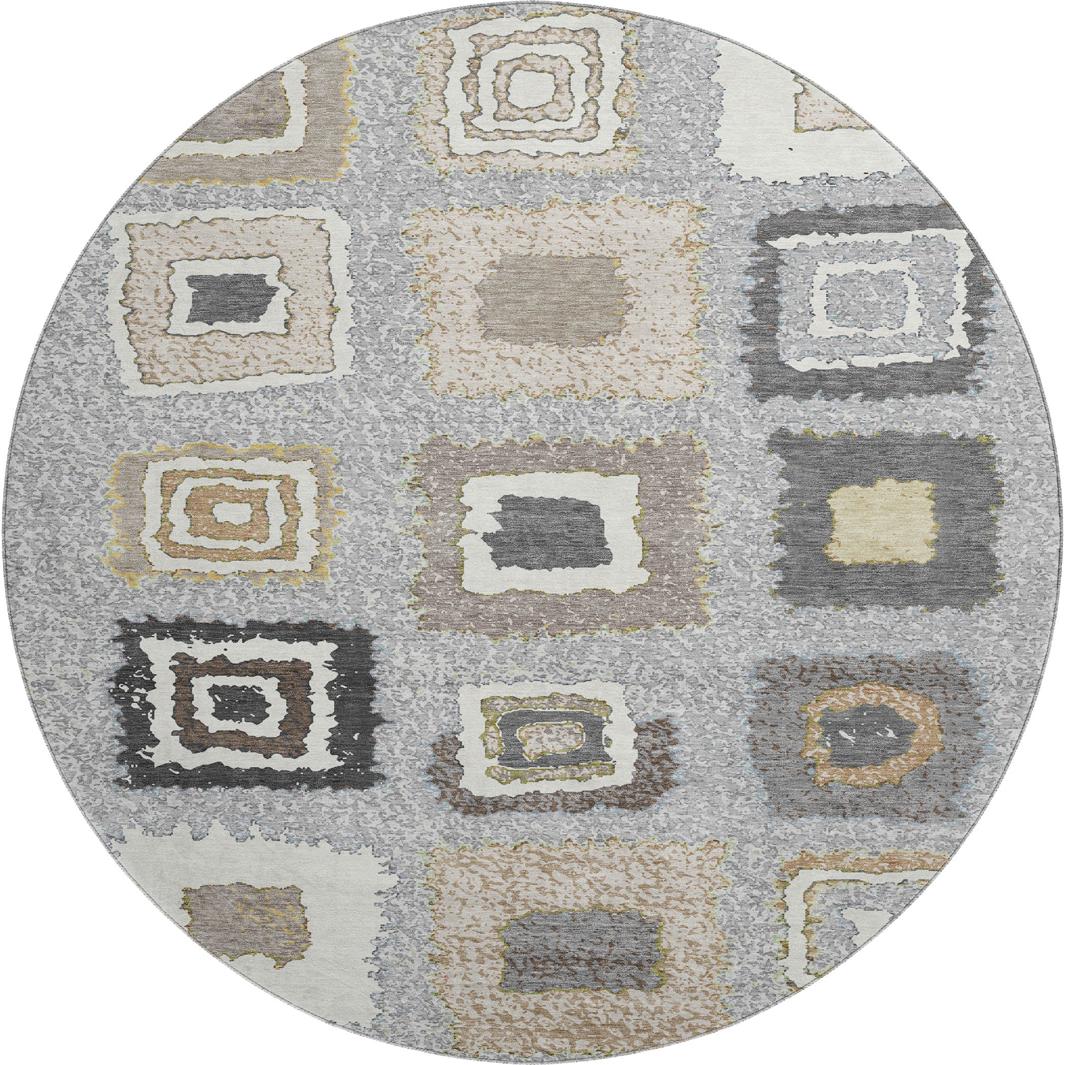 Mdina Machine Washable Transitional Gray Rug 8' x 8' #shape_Round