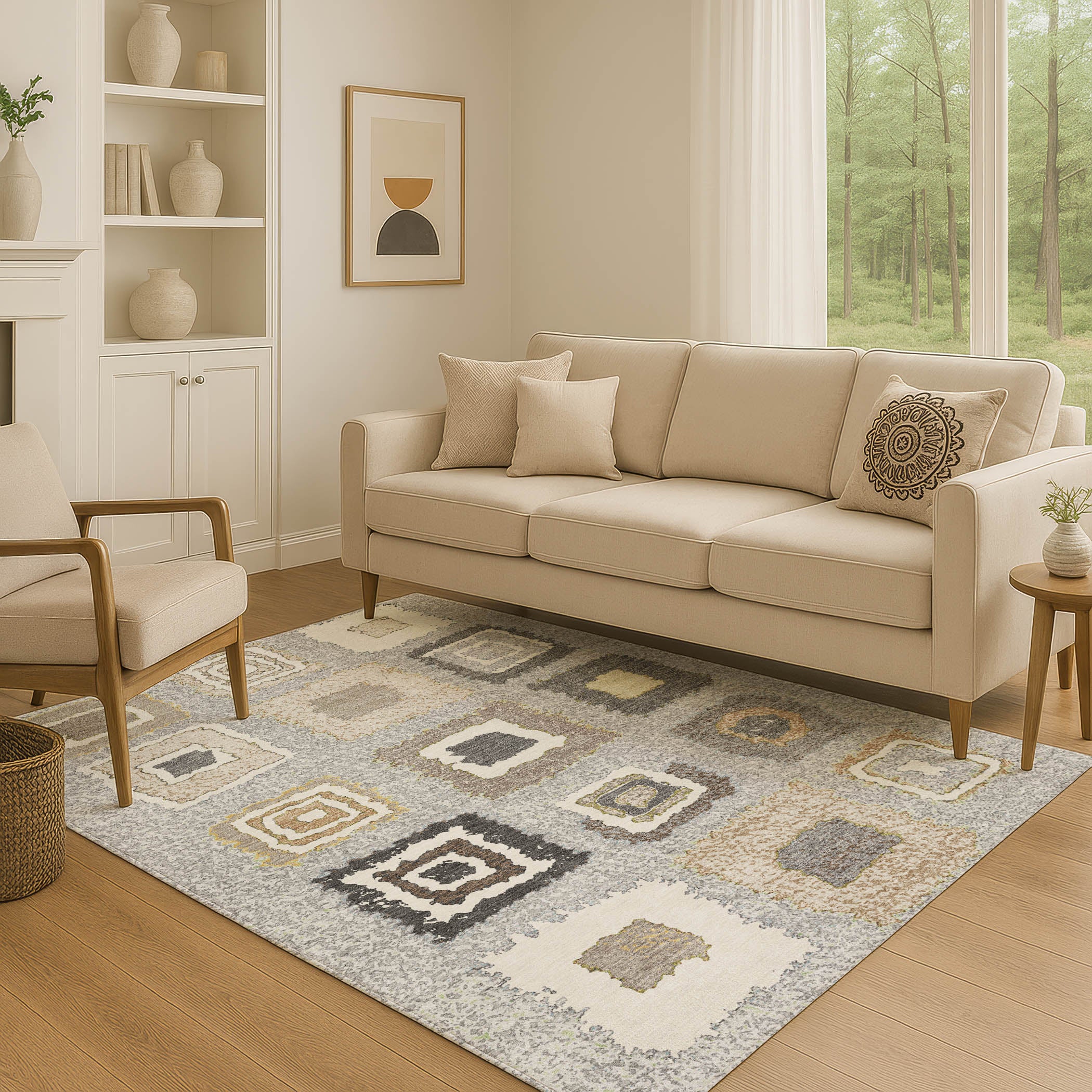 Mdina Machine Washable Transitional Gray Rug 2'6" x 3'10" #shape_Rectangle