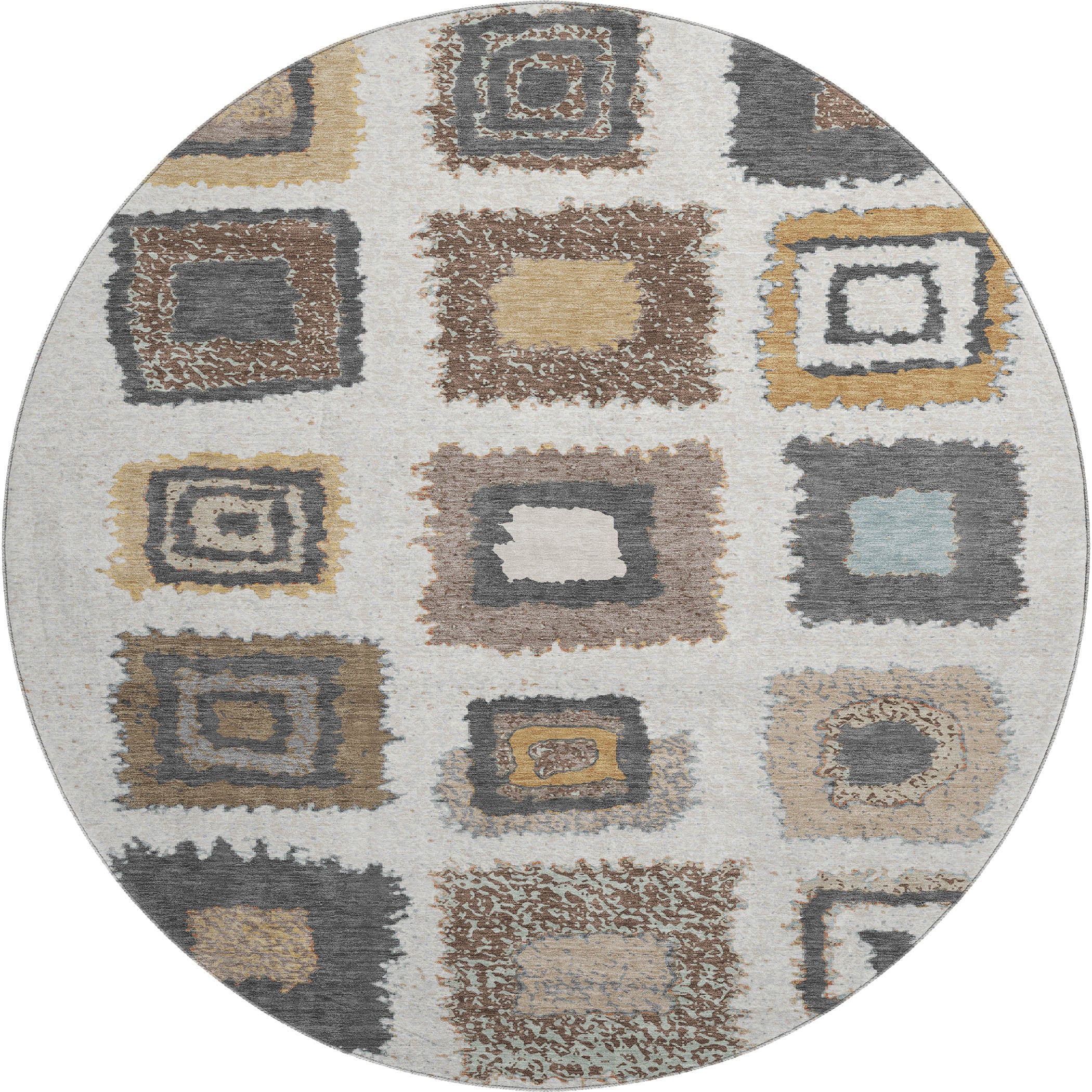 Mdina Machine Washable Transitional Ivory Rug 8' x 8' #shape_Round