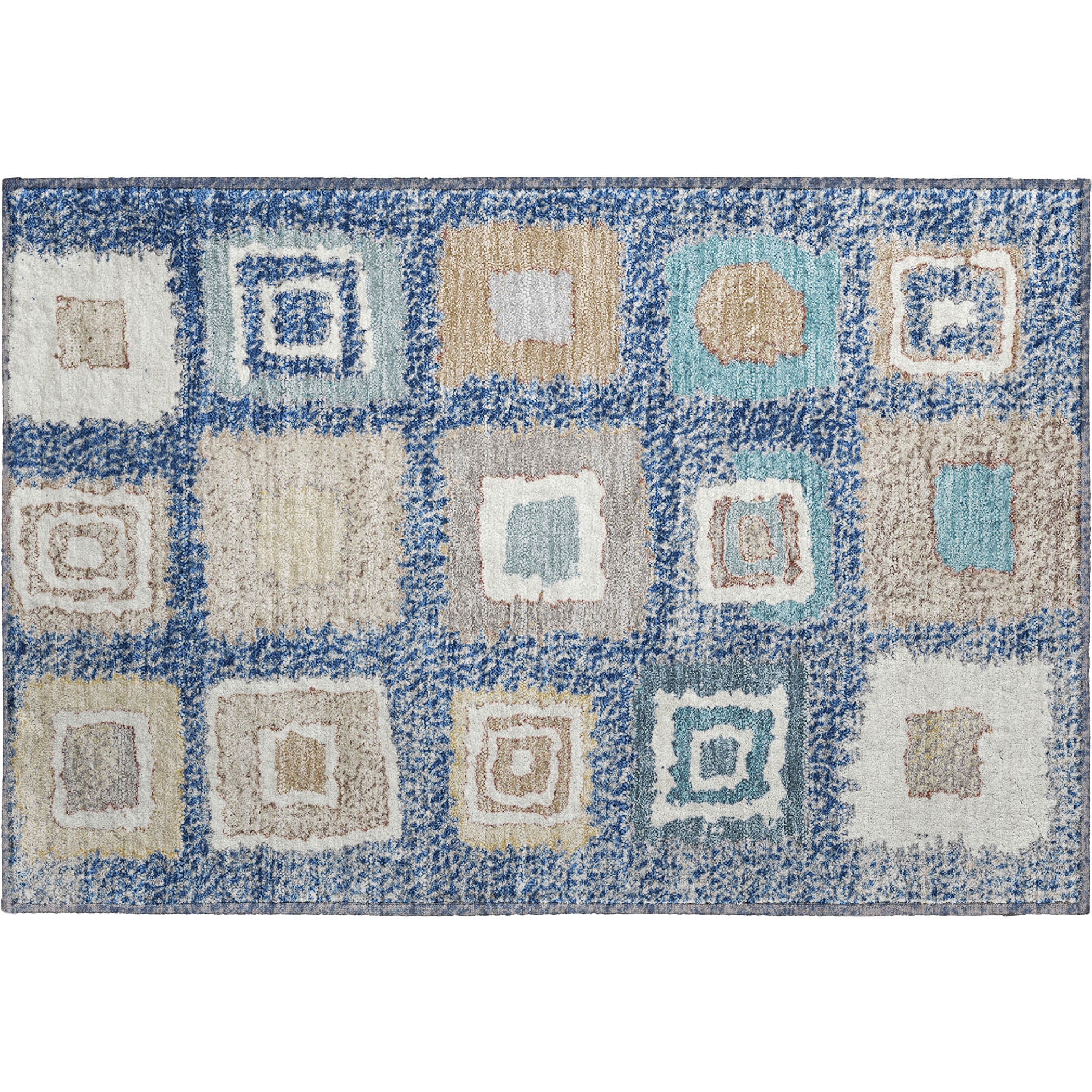 Mdina Machine Washable Transitional Navy Blue Rug 1'8" x 2'6" #shape_Rectangle