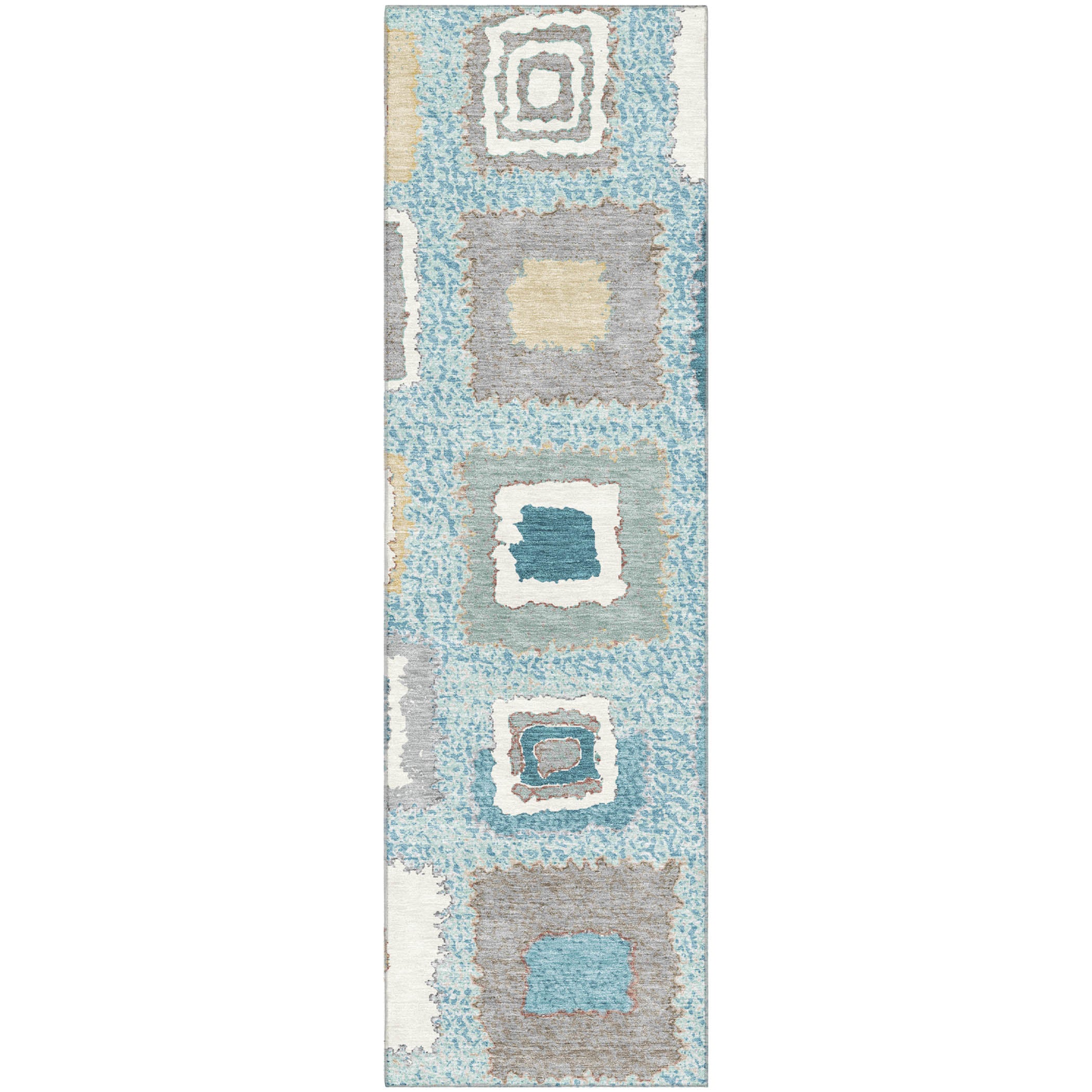 Mdina Machine Washable Transitional Teal Rug 2'3" x 7'6" #shape_Runner