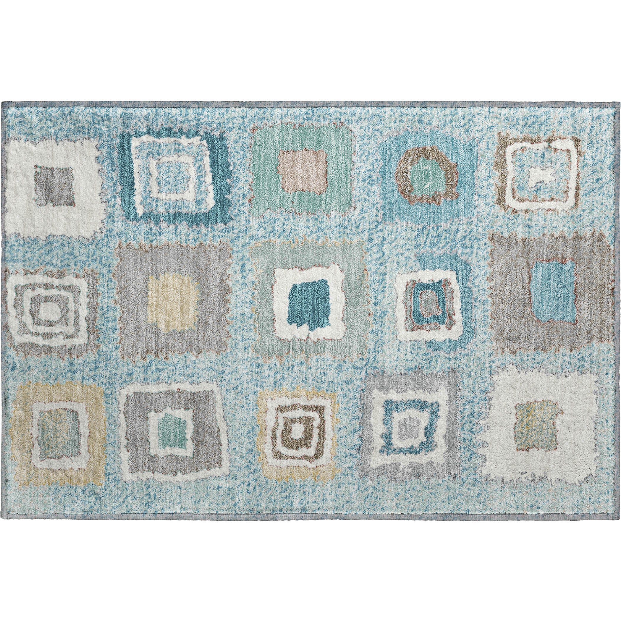 Mdina Machine Washable Transitional Teal Rug 1'8" x 2'6" #shape_Rectangle