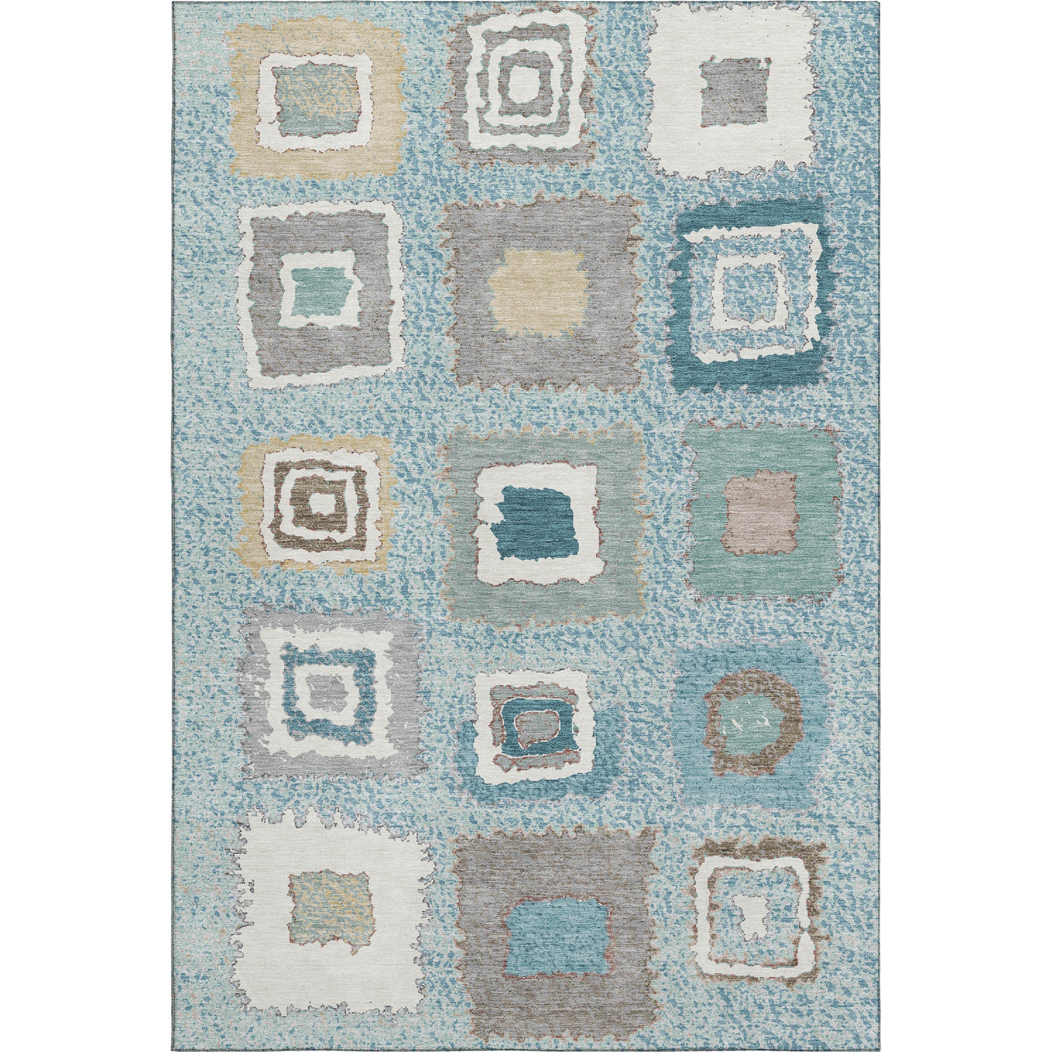 Mdina Machine Washable Transitional Teal Rug 2'6" x 3'10" #shape_Rectangle