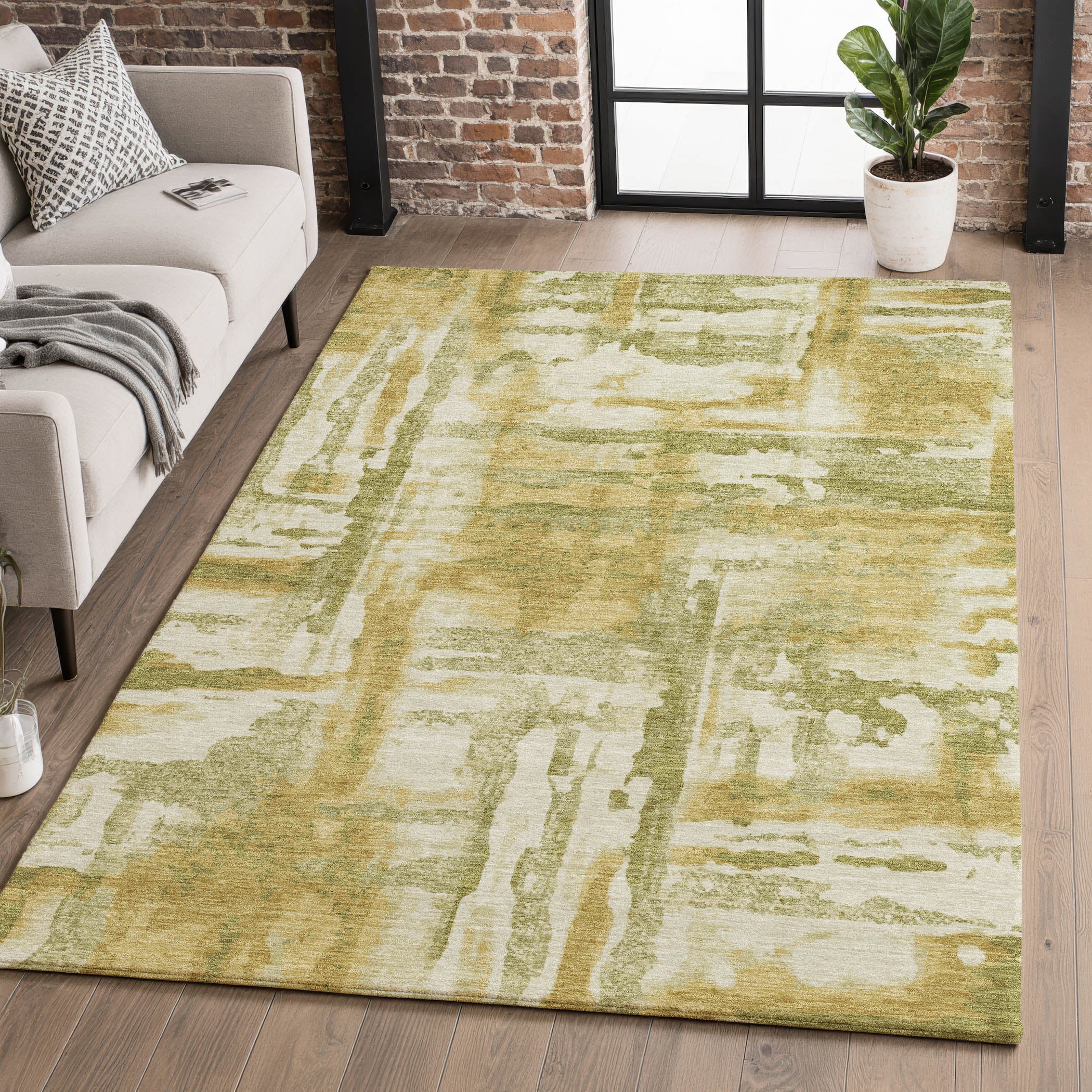 Lucerne Machine Washable Transitional Aloe Green Rug 2'6" x 3'10" #shape_Rectangle