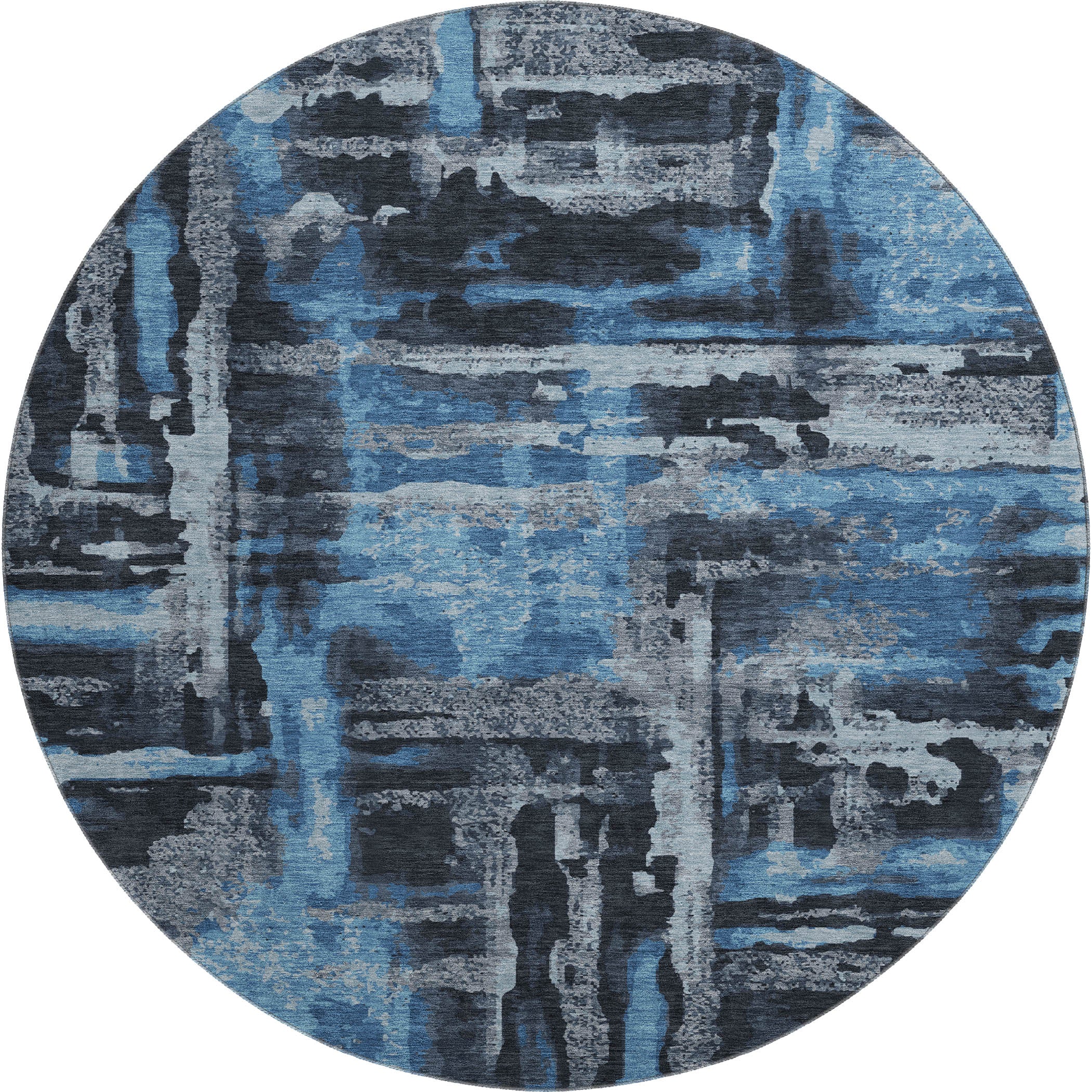 Lucerne Machine Washable Transitional Black Rug 8' x 8' #shape_Round