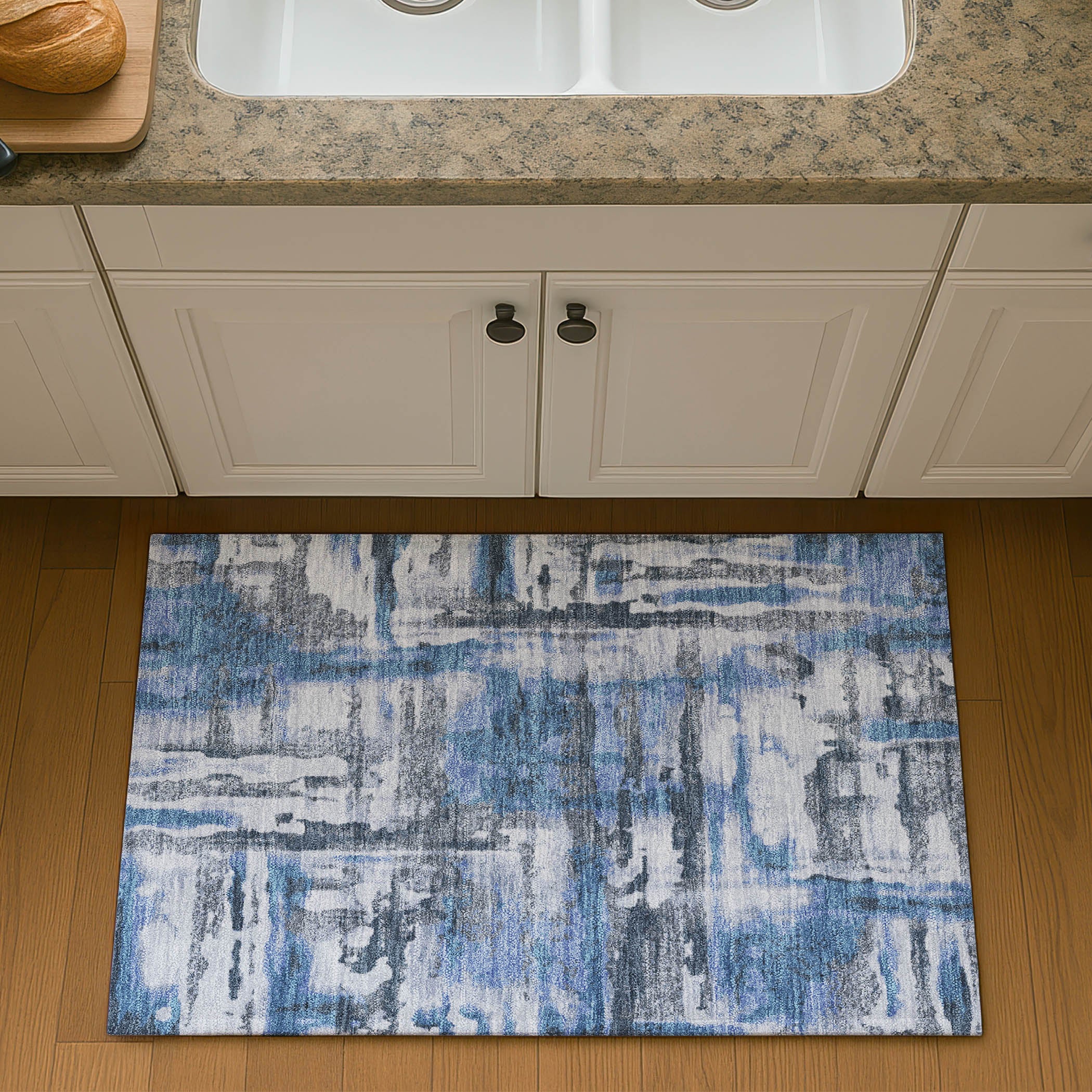 Lucerne Machine Washable Transitional Blue Rug 1'8" x 2'6" #shape_Rectangle