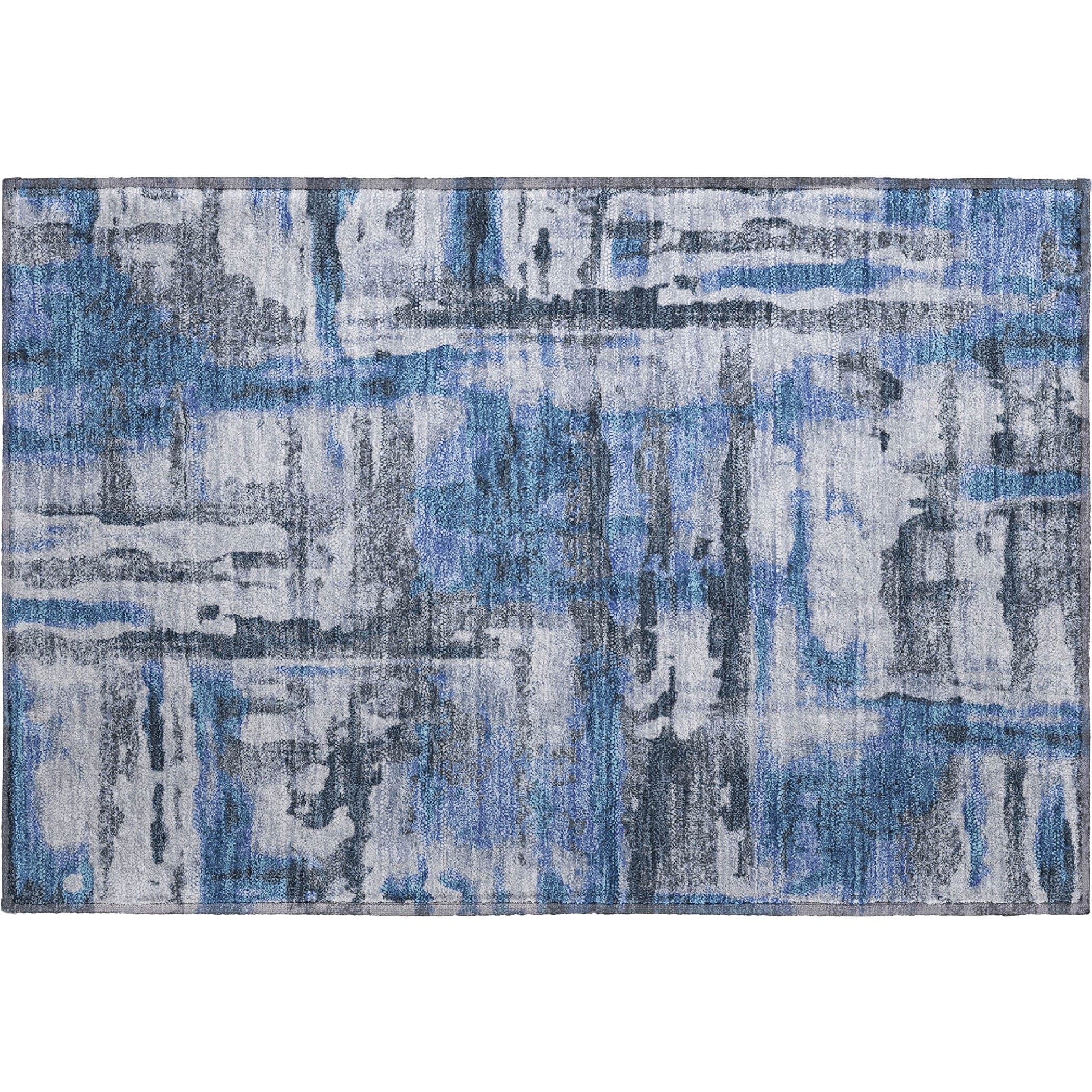 Lucerne Machine Washable Transitional Blue Rug 1'8" x 2'6" #shape_Rectangle