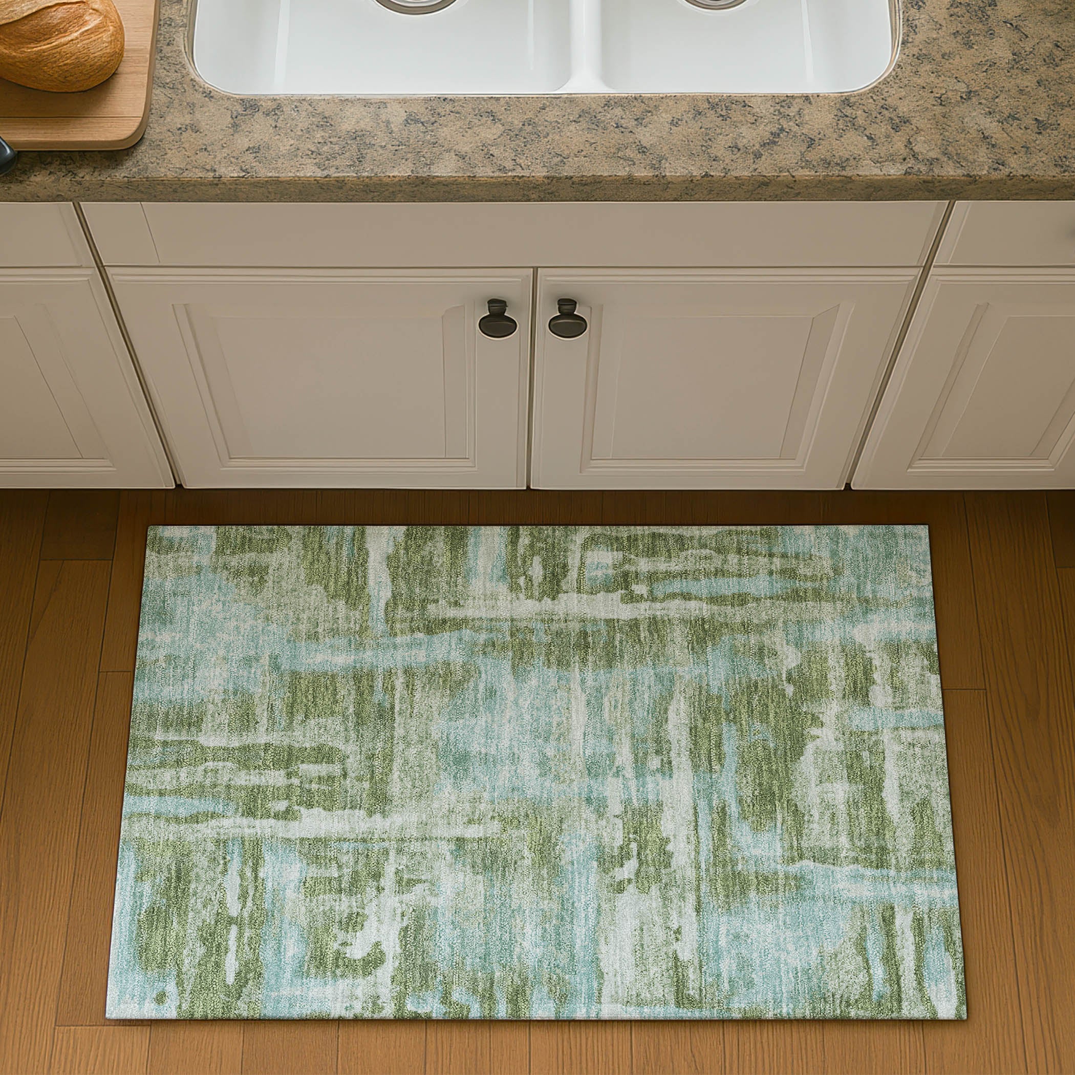 Lucerne Machine Washable Transitional Cactus Green Rug 1'8" x 2'6" #shape_Rectangle