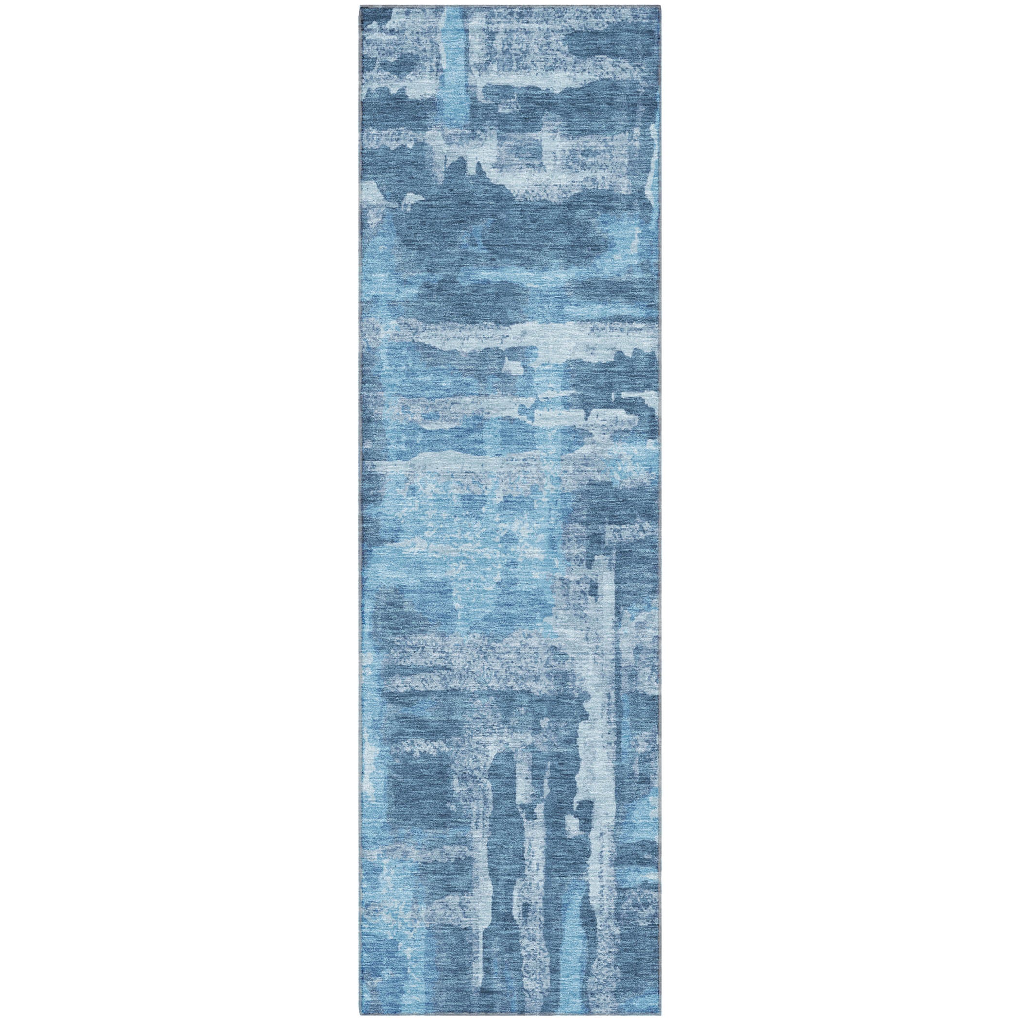 Lucerne Machine Washable Transitional Denim Blue Rug 2'3" x 7'6" #shape_Runner