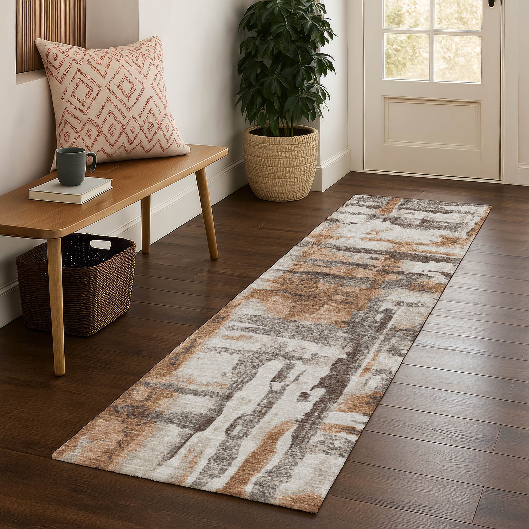 Lucerne Machine Washable Transitional Paprika Orange Rug 2'3" x 7'6" #shape_Runner