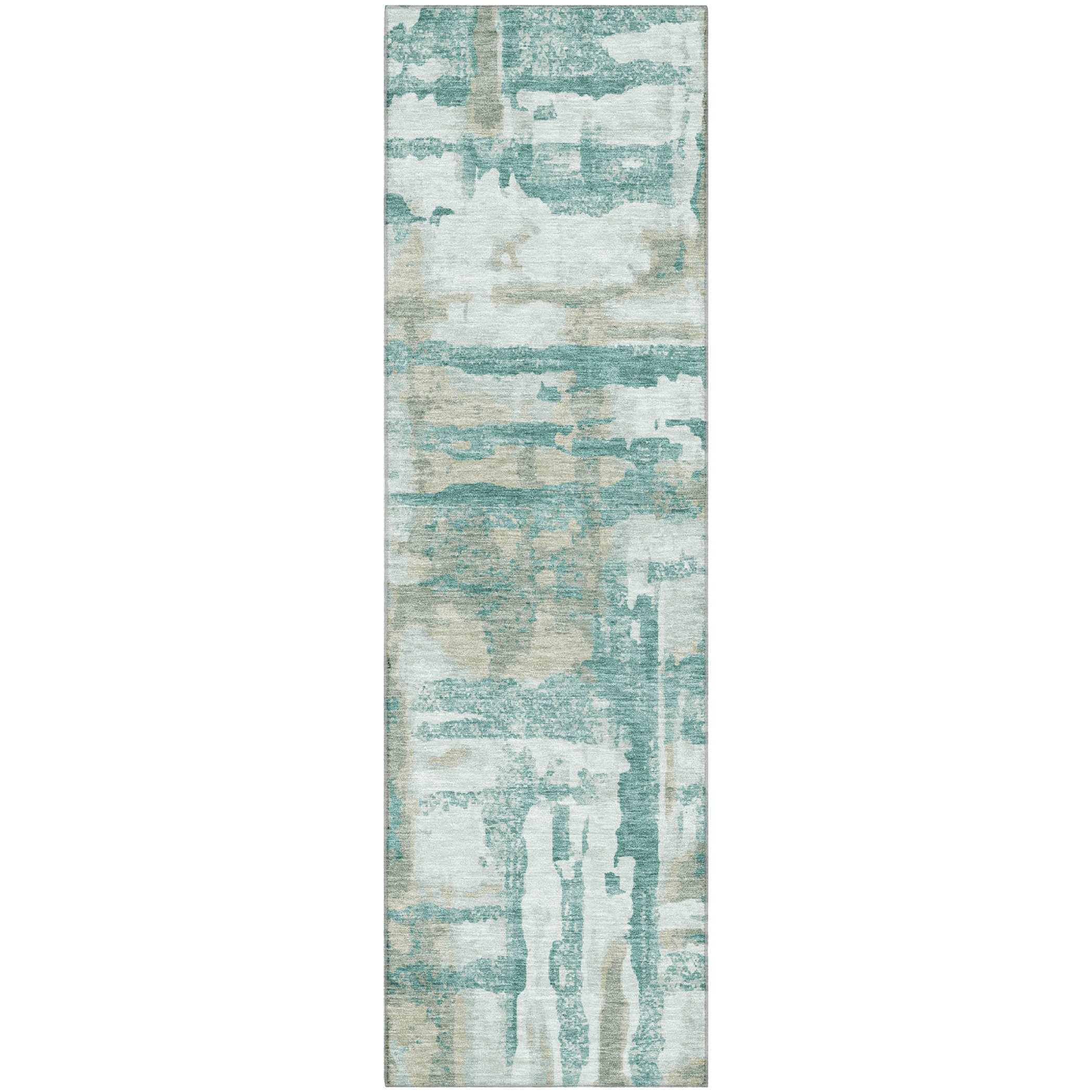 Lucerne Machine Washable Transitional Teal Rug 2'3" x 7'6" #shape_Runner