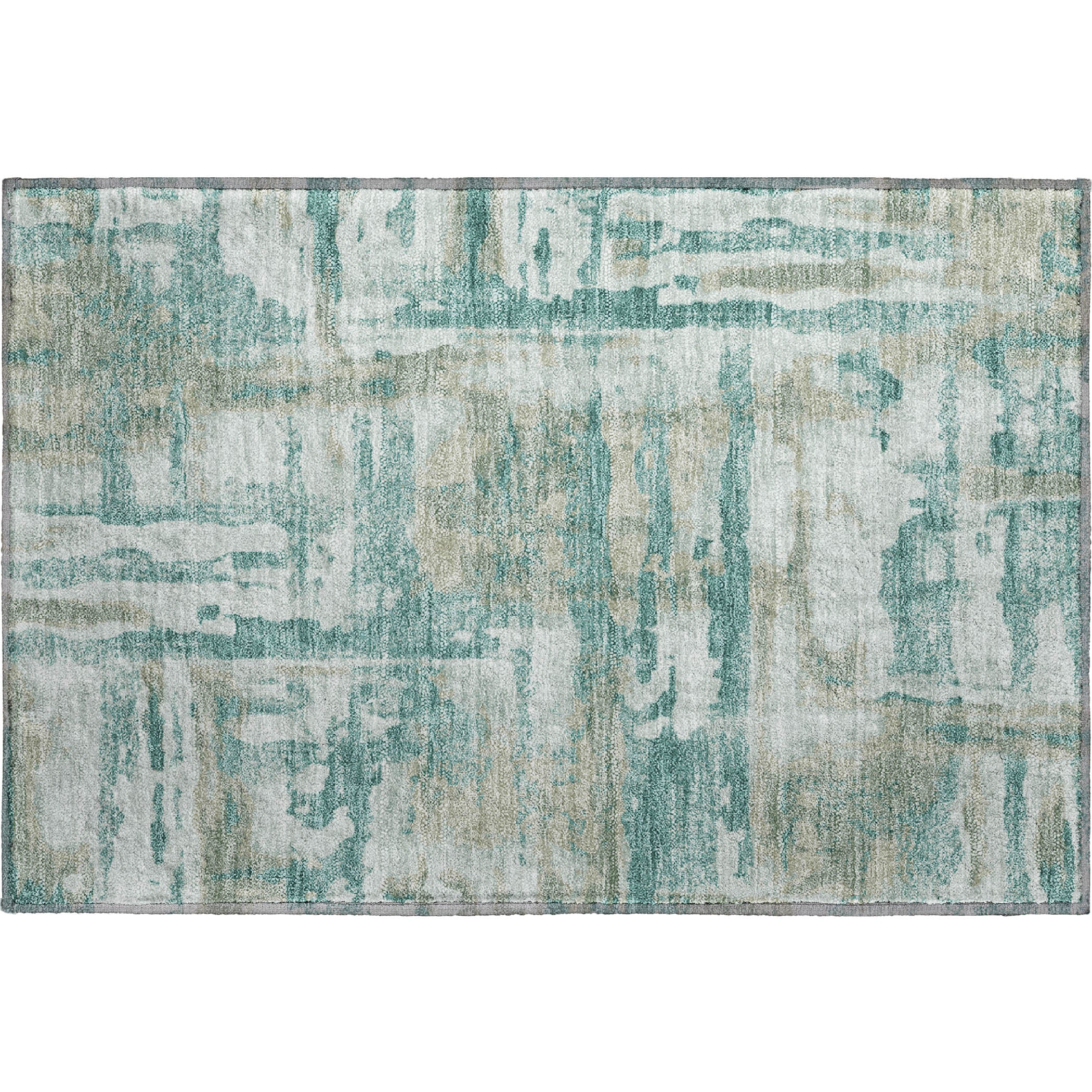 Lucerne Machine Washable Transitional Teal Rug 1'8" x 2'6" #shape_Rectangle