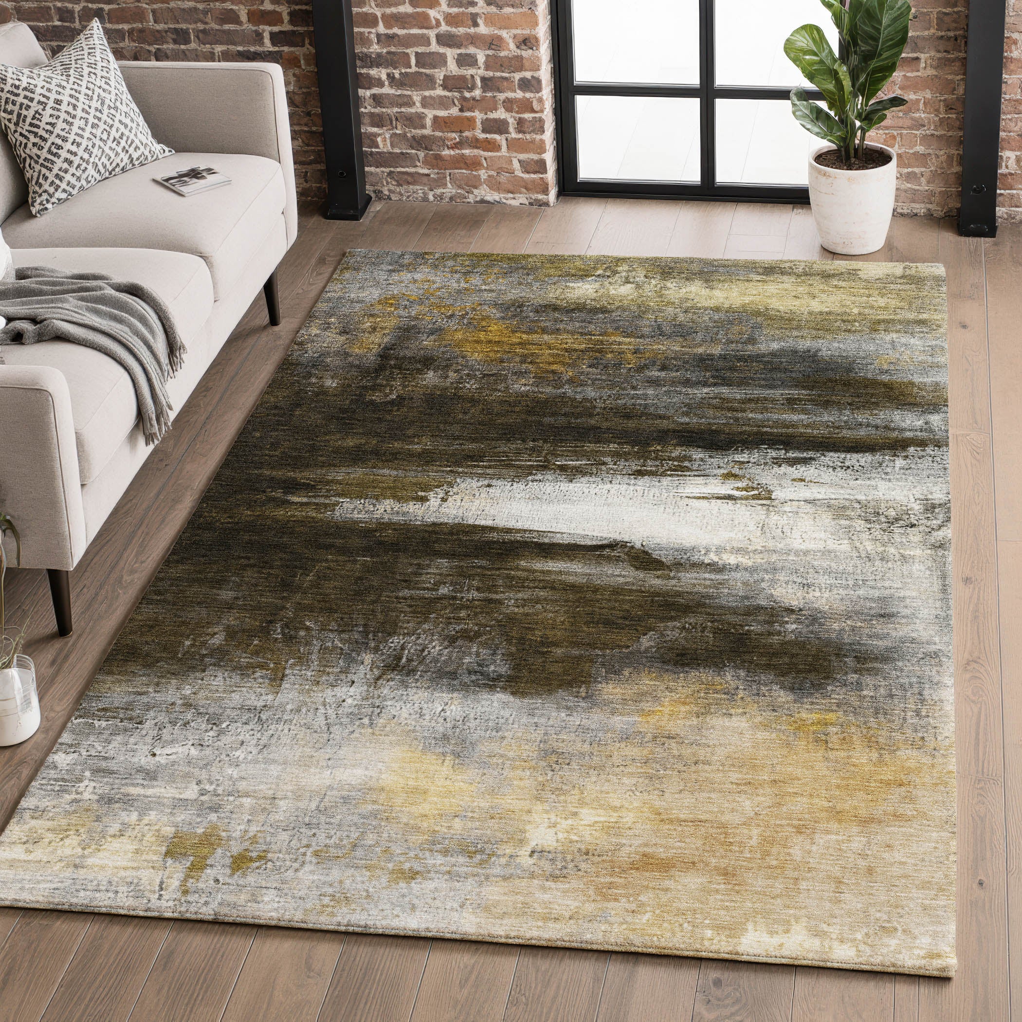 Florence Machine Washable Transitional Chocolate Brown Rug 2'6" x 3'10" #shape_Rectangle