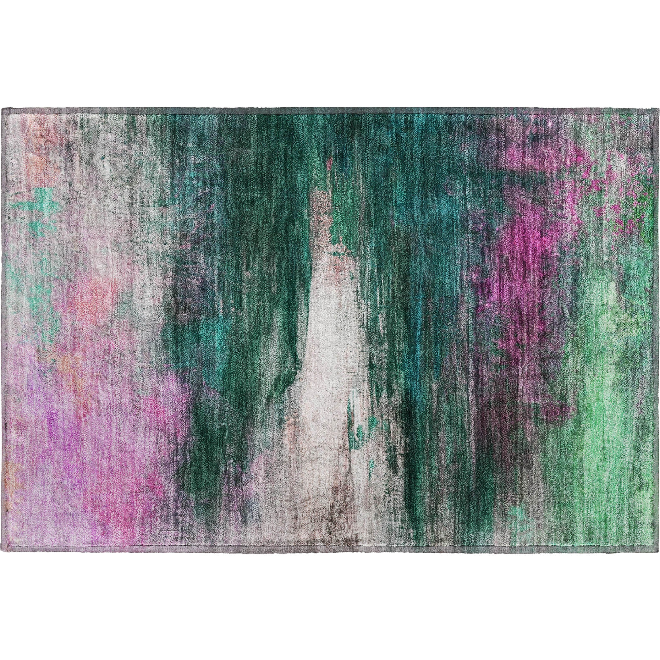 Florence Machine Washable Transitional Green Rug 1'8" x 2'6" #shape_Rectangle