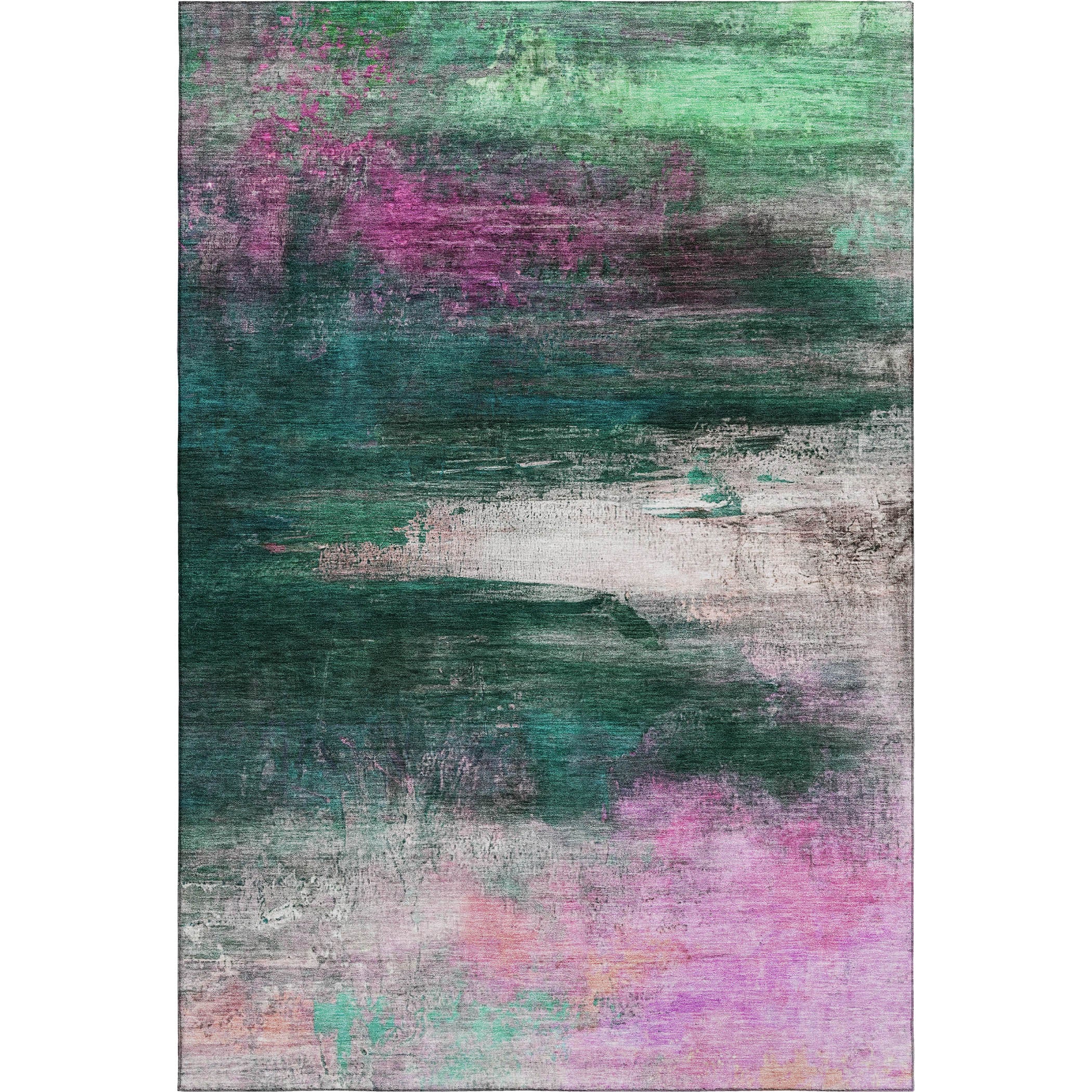 Florence Machine Washable Transitional Green Rug 2'6" x 3'10" #shape_Rectangle