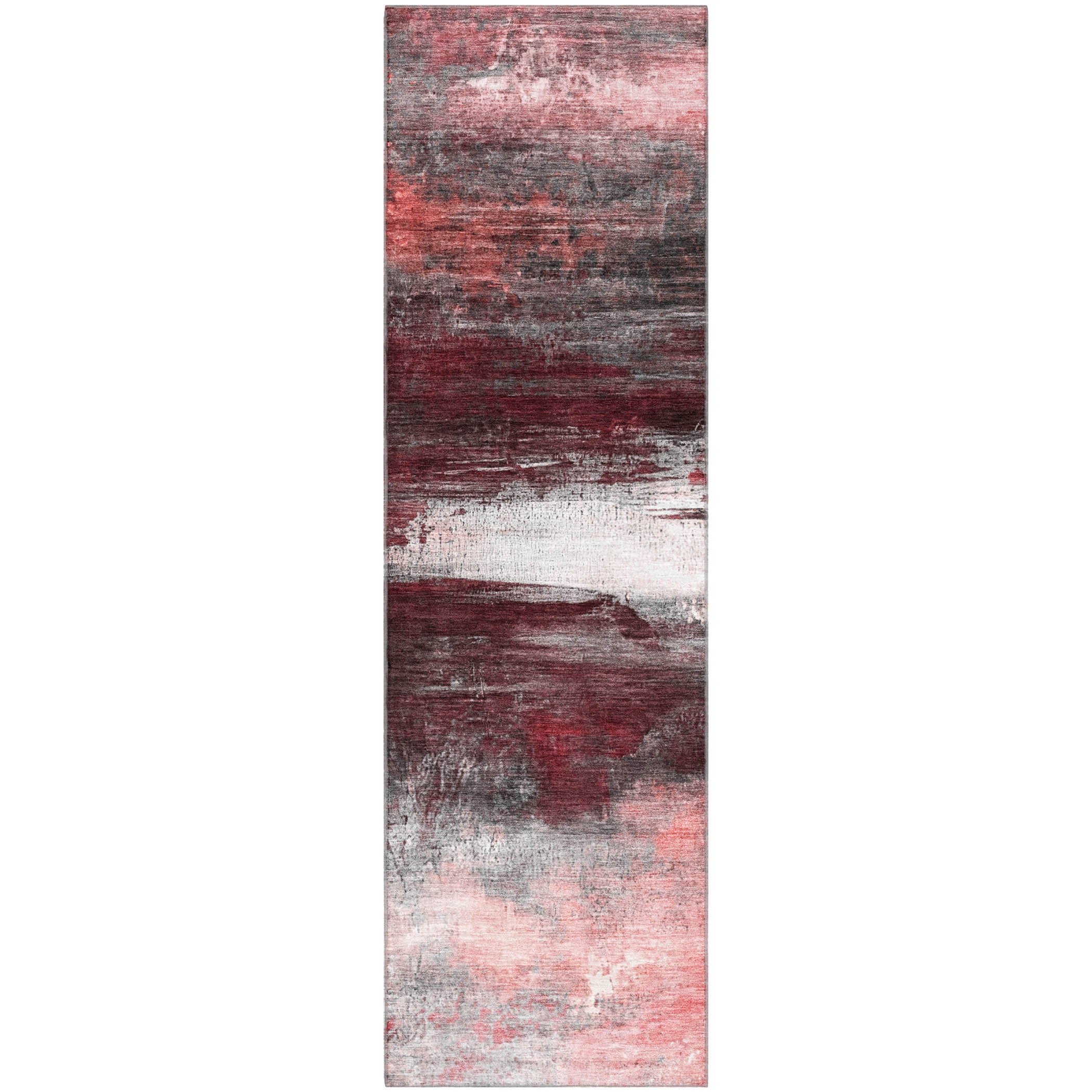 Florence Machine Washable Transitional Merlot Red Rug 2'3" x 7'6" #shape_Runner