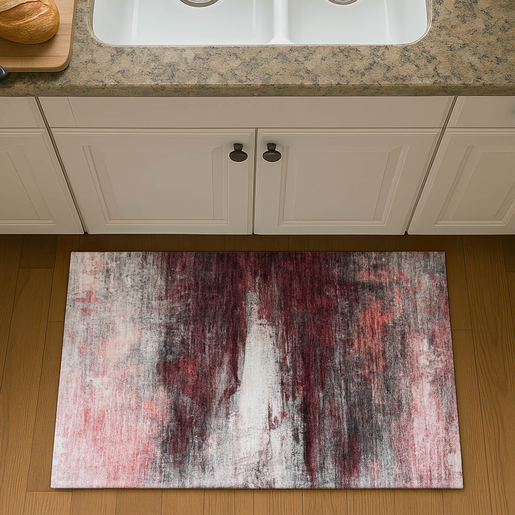 Florence Machine Washable Transitional Merlot Red Rug 1'8" x 2'6" #shape_Rectangle