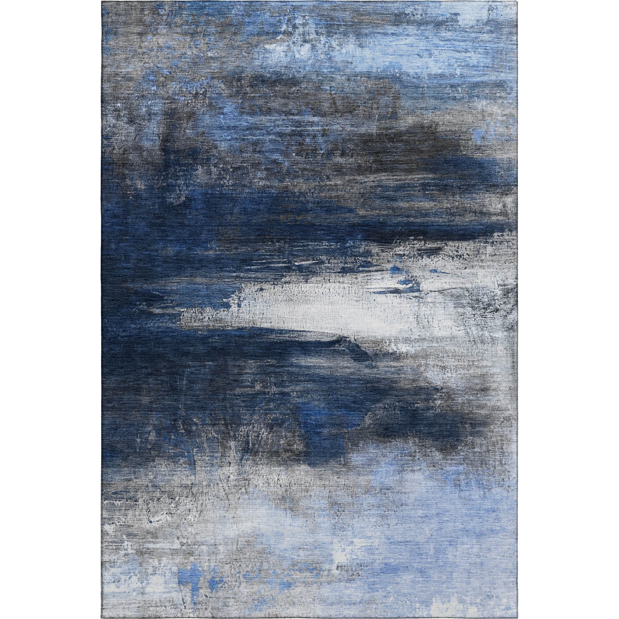 Florence Machine Washable Transitional Navy Blue Rug 2'6" x 3'10" #shape_Rectangle