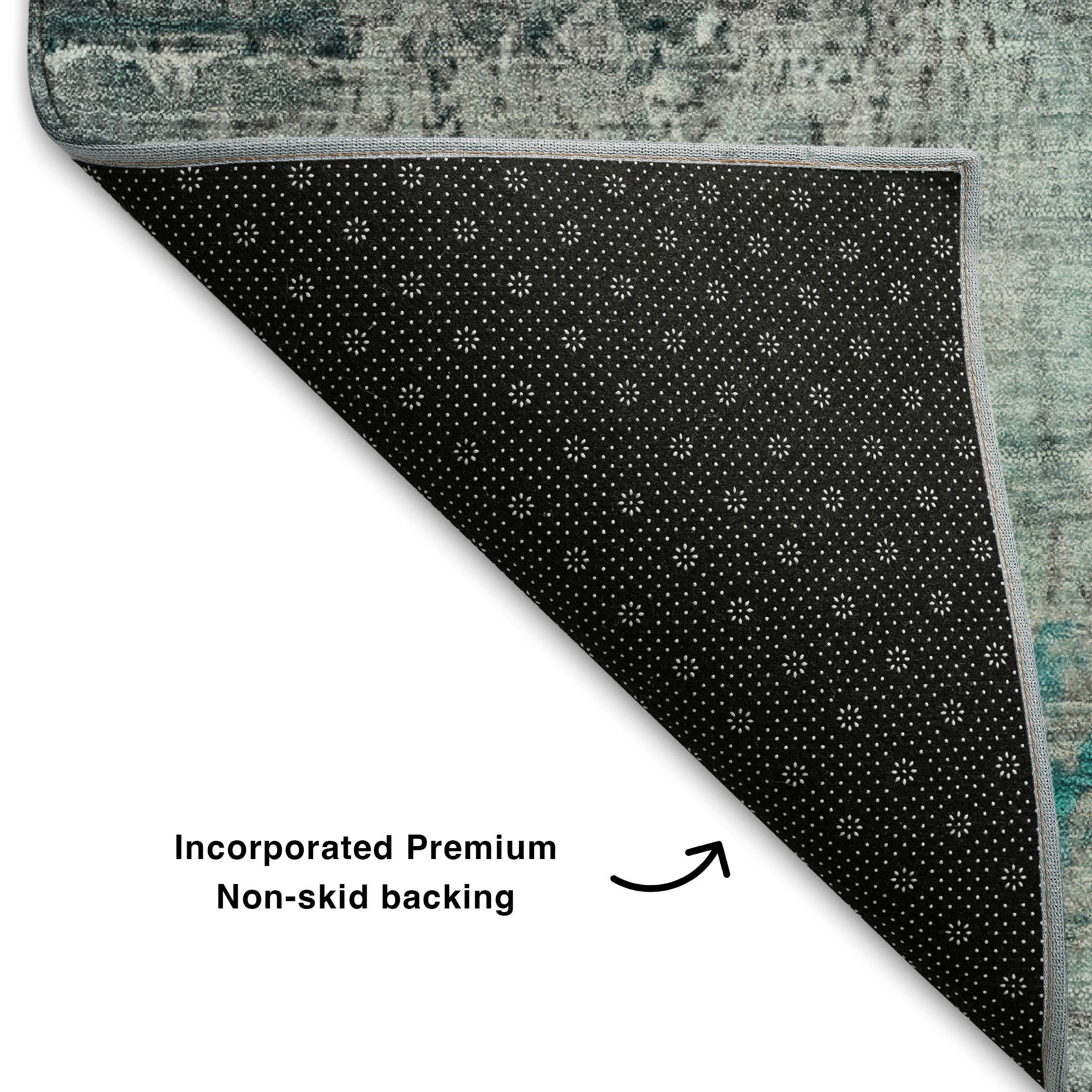 Florence Machine Washable Transitional Teal Rug 1'8" x 2'6" #shape_Rectangle