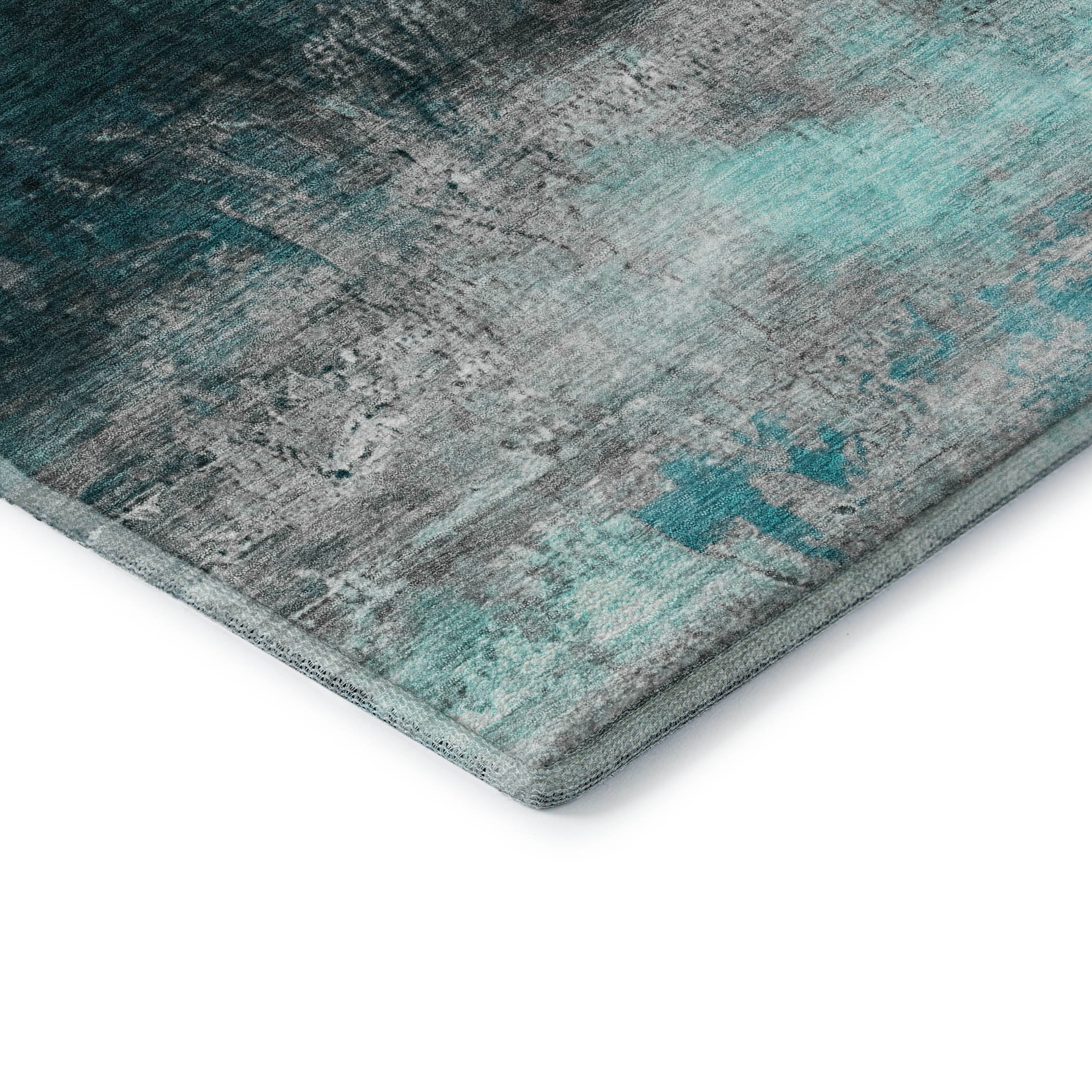 Florence Machine Washable Transitional Teal Rug 1'8" x 2'6" #shape_Rectangle