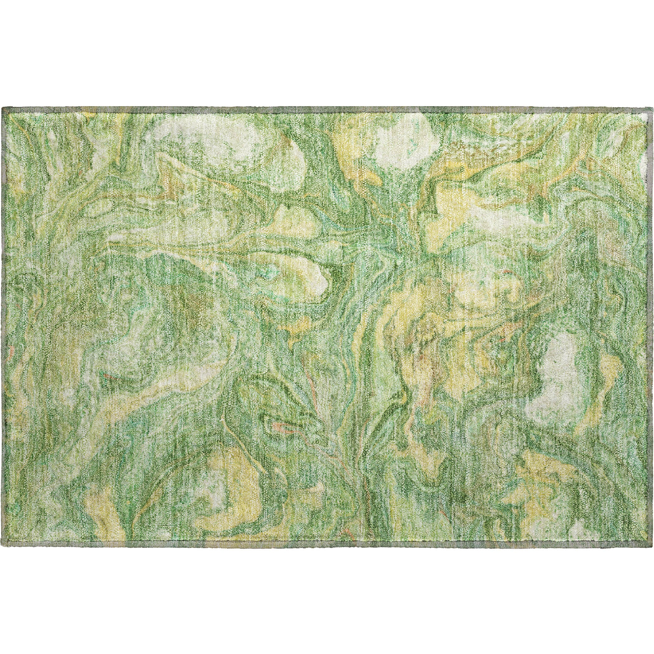 Athens Machine Washable Transitional Green Rug 1'8" x 2'6" #shape_Rectangle