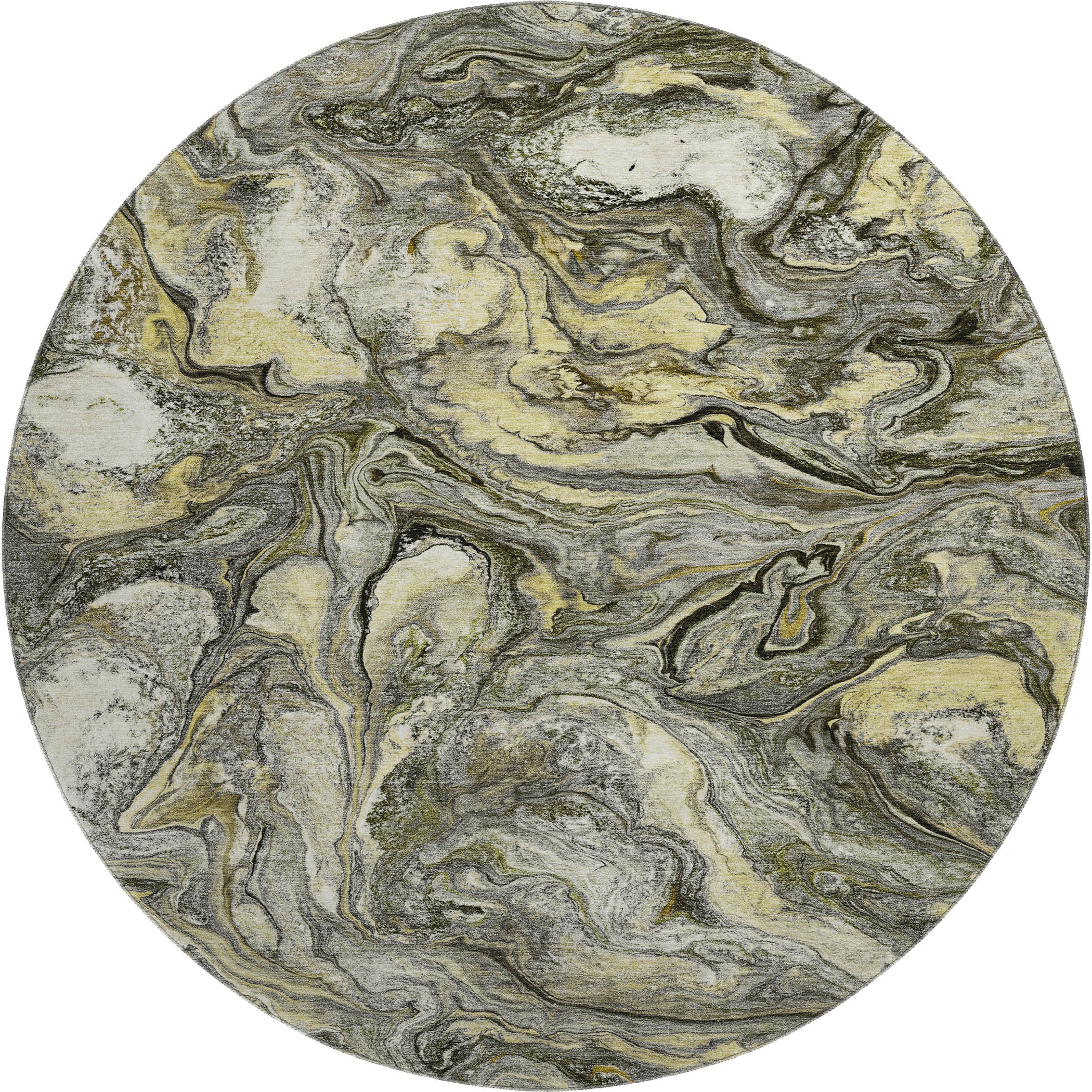 Athens Machine Washable Transitional Pewter Gray Rug 8' x 8' #shape_Round