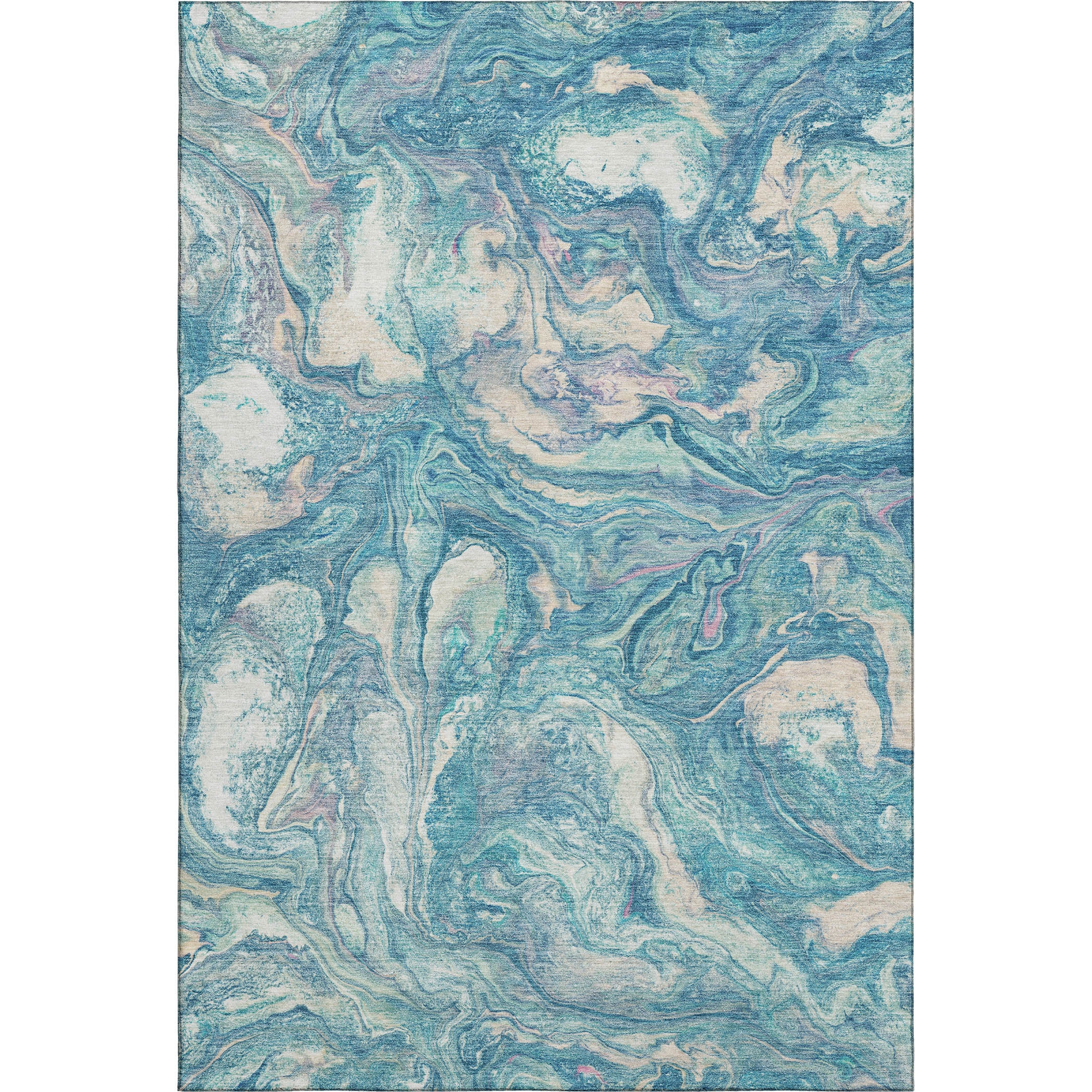 Athens Machine Washable Transitional Teal Rug 2'6" x 3'10" #shape_Rectangle