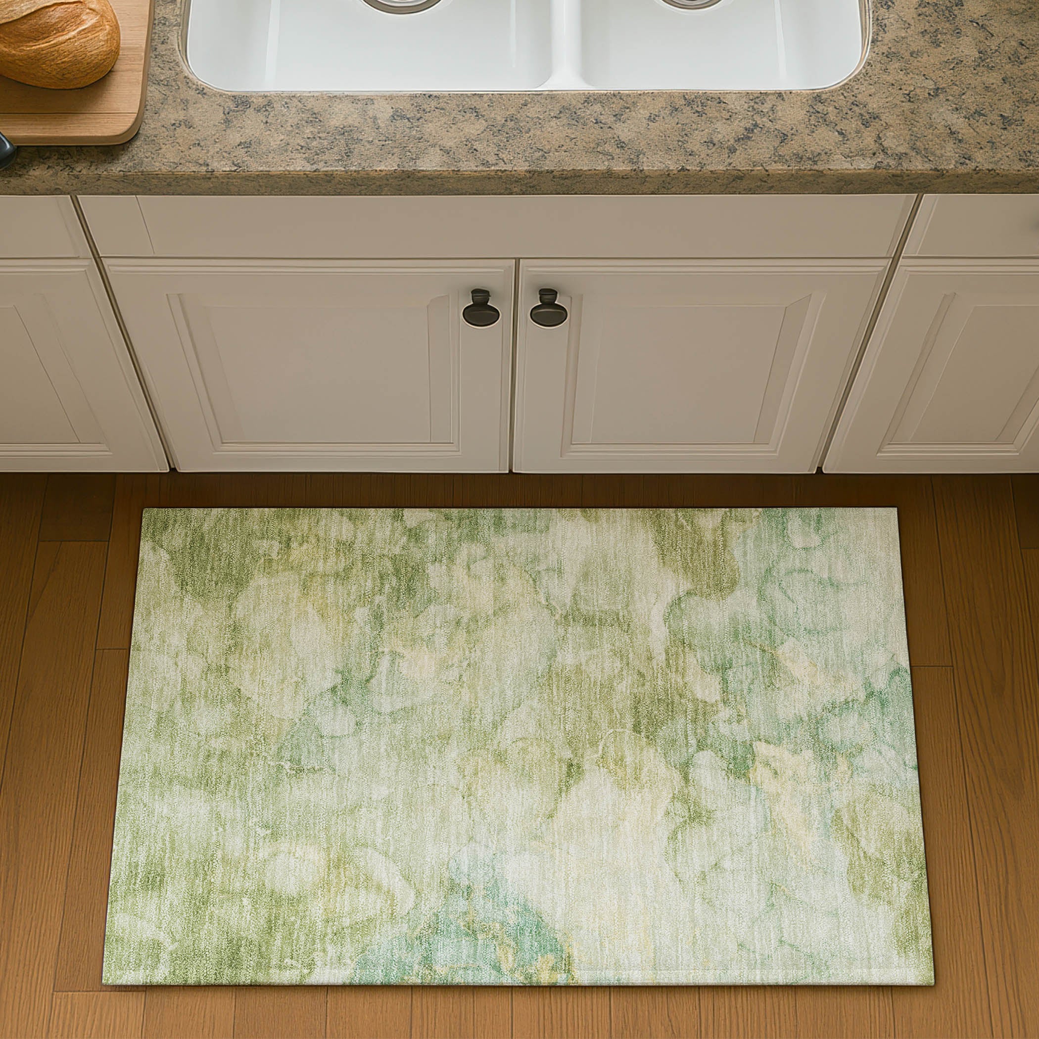 Hoi An Machine Washable Transitional Aloe Green Rug 1'8" x 2'6" #shape_Rectangle