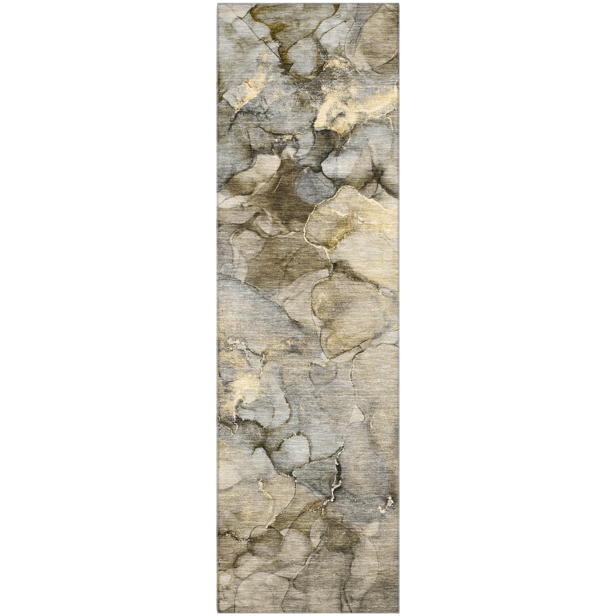 Hoi An Machine Washable Transitional Pewter Gray Rug 2'3" x 7'6" #shape_Runner