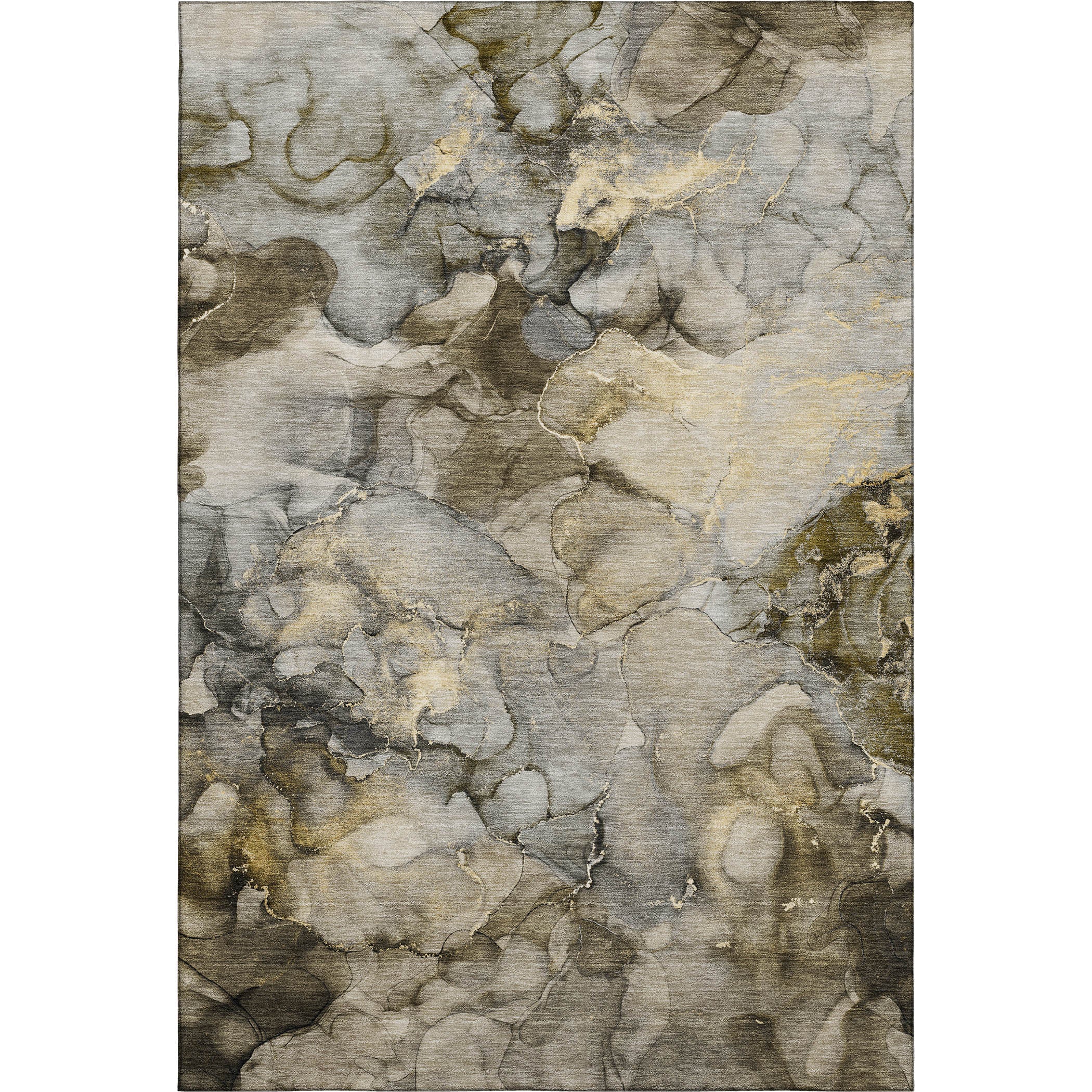 Hoi An Machine Washable Transitional Pewter Gray Rug 2'6" x 3'10" #shape_Rectangle
