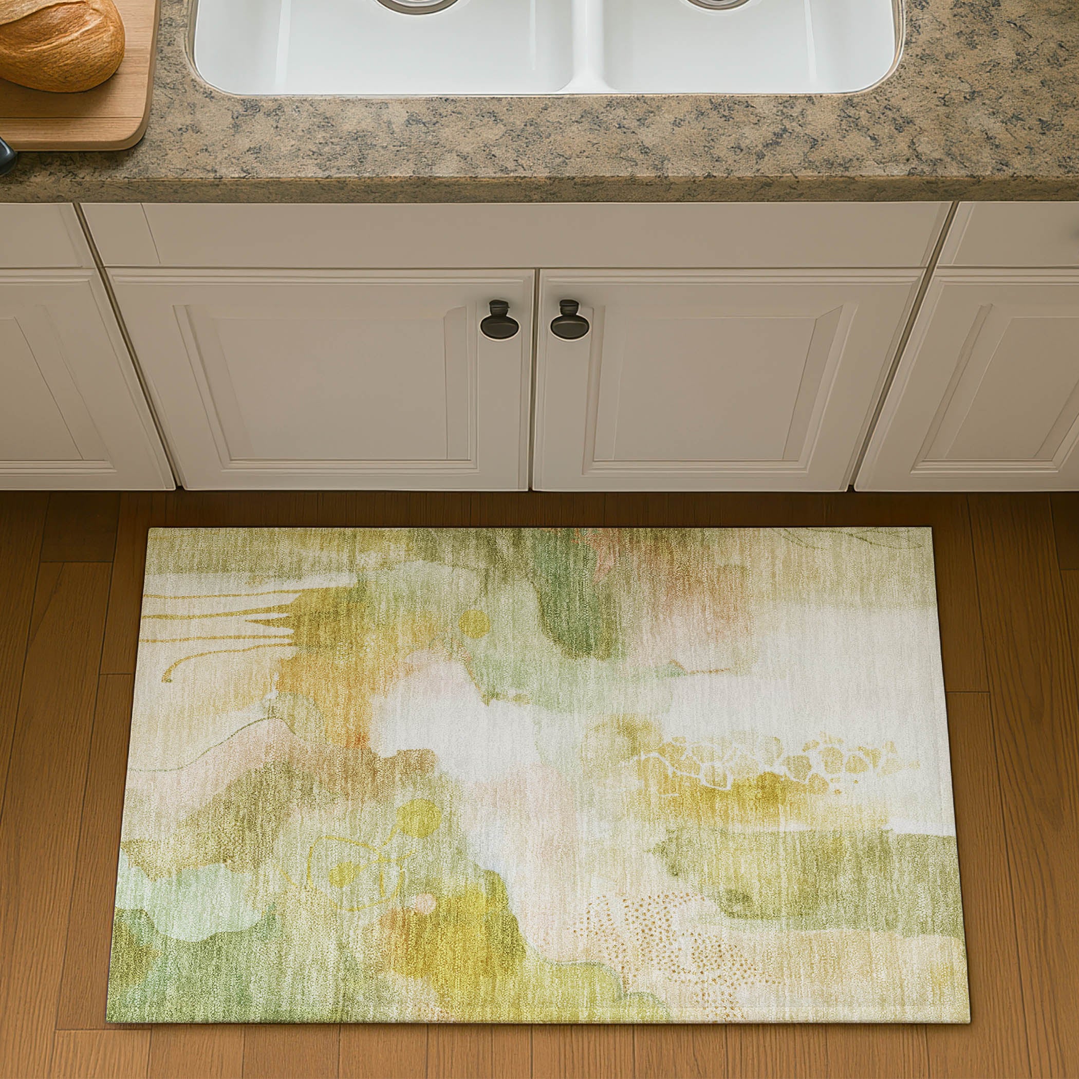 Sarajevo Machine Washable Transitional Fern Green Rug 1'8" x 2'6" #shape_Rectangle