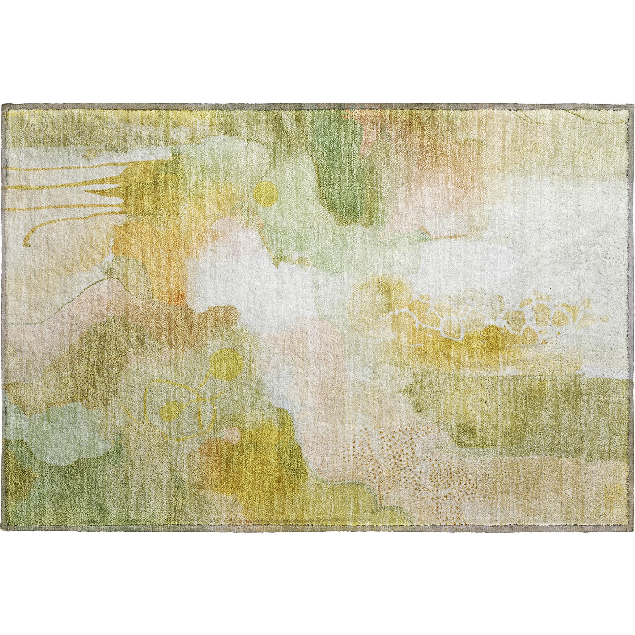 Sarajevo Machine Washable Transitional Fern Green Rug 1'8" x 2'6" #shape_Rectangle