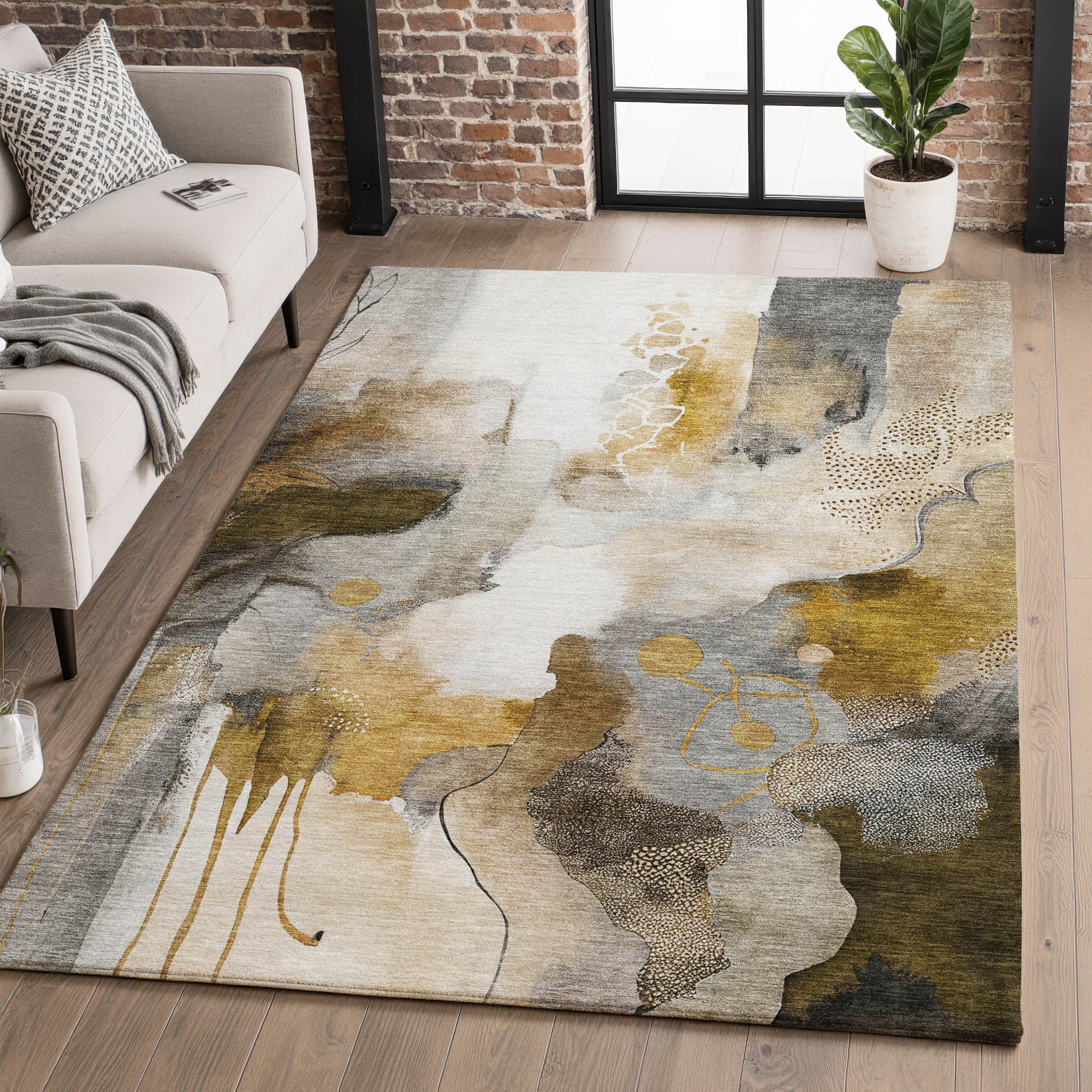 Sarajevo Machine Washable Transitional Mocha Brown Rug 2'6" x 3'10" #shape_Rectangle
