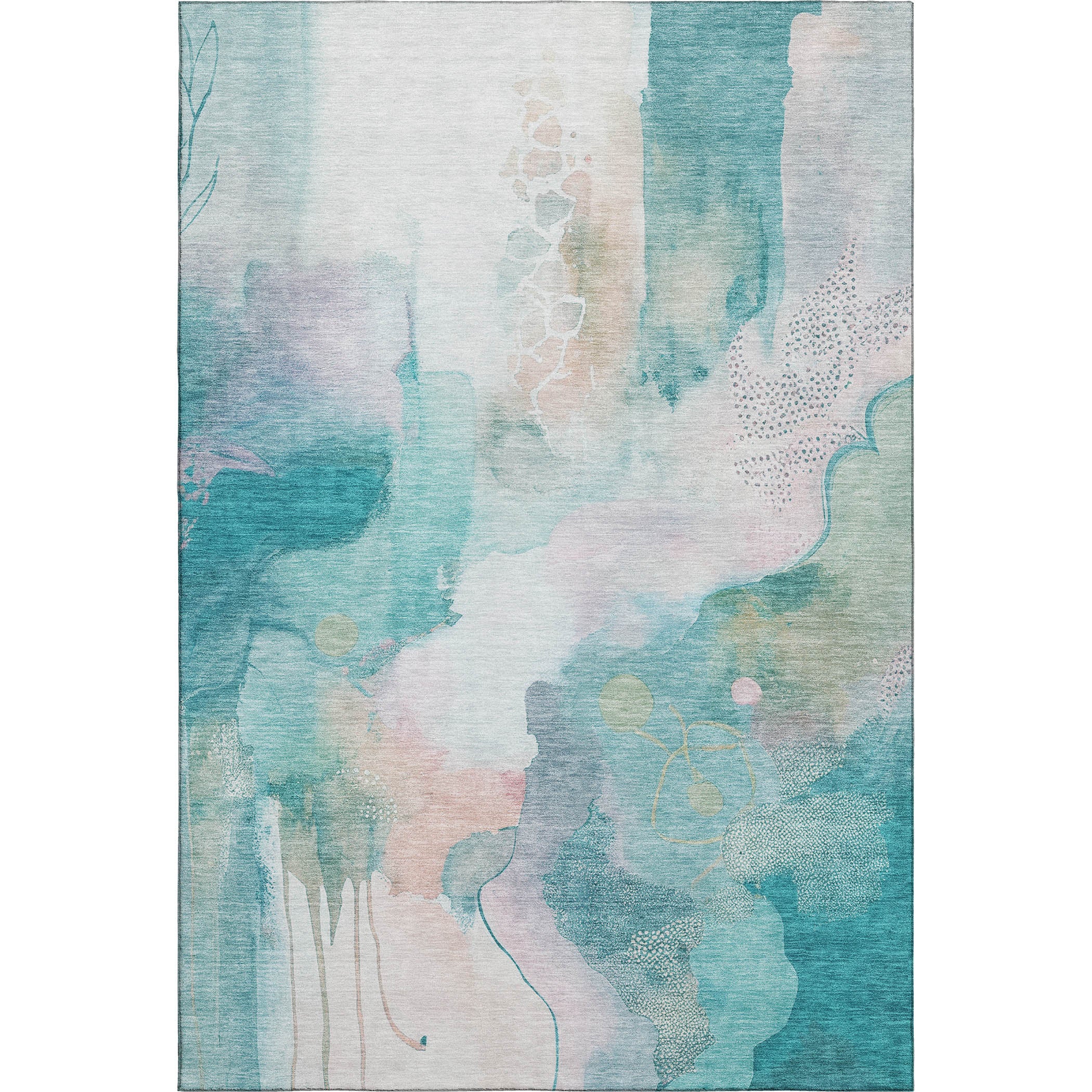 Sarajevo Machine Washable Transitional Turquoise Teal Rug 2'6" x 3'10" #shape_Rectangle