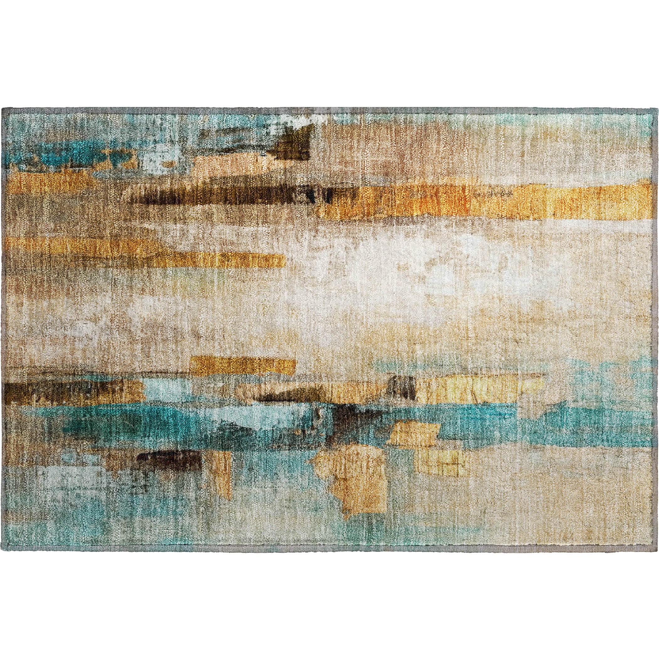 Kathmandu Machine Washable Transitional Beige Brown Rug 1'8" x 2'6" #shape_Rectangle