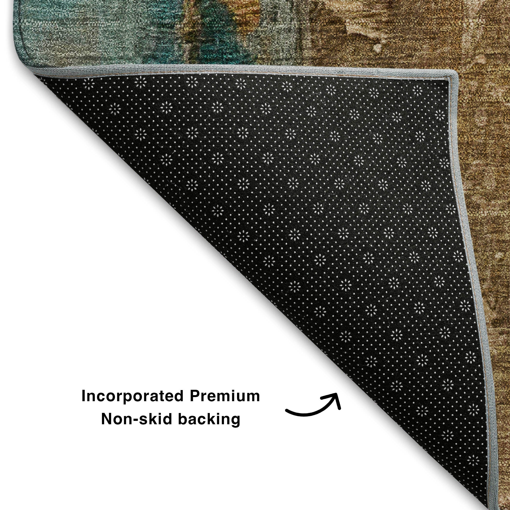Kathmandu Machine Washable Transitional Beige Brown Rug 1'8" x 2'6" #shape_Rectangle