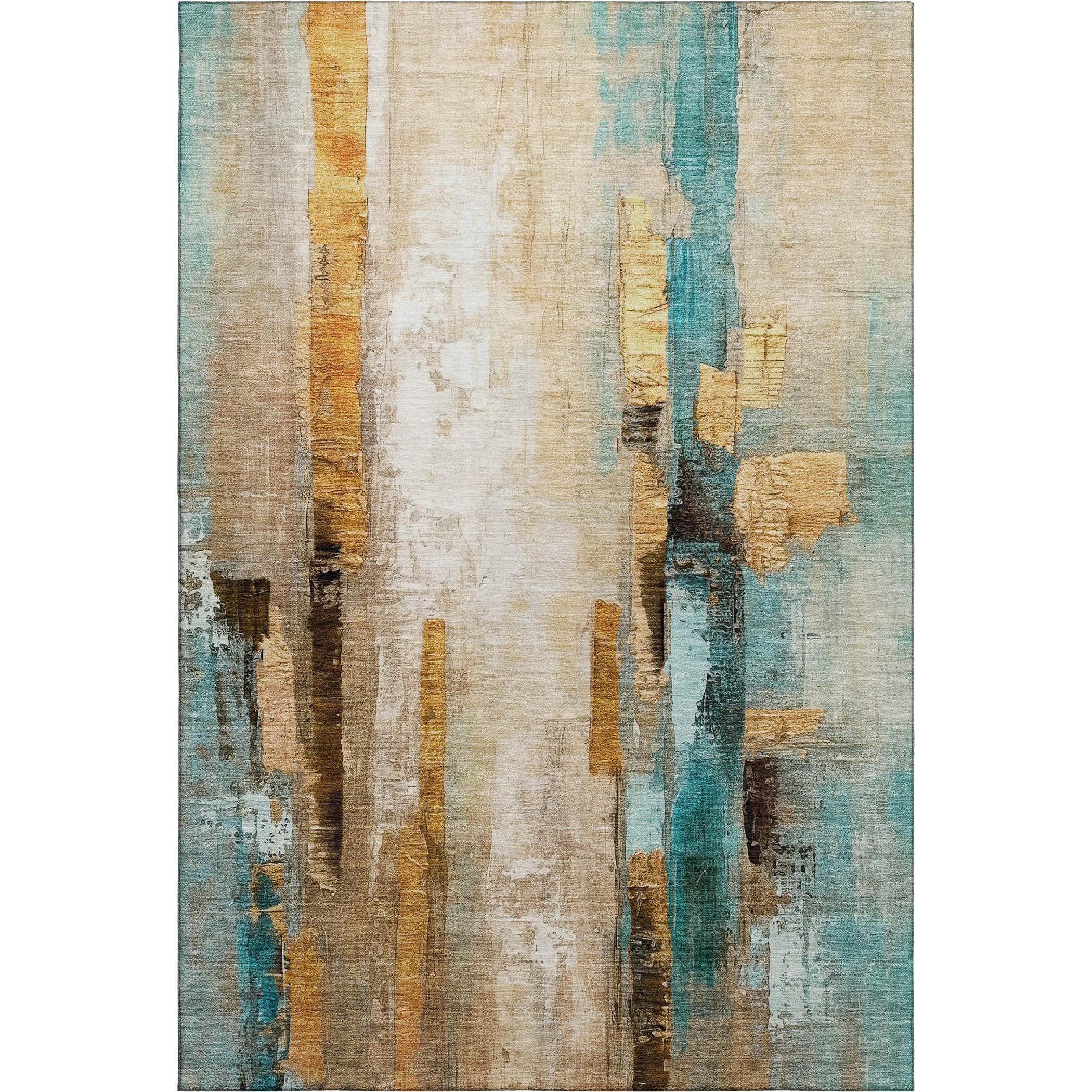 Kathmandu Machine Washable Transitional Beige Brown Rug 2'6" x 3'10" #shape_Rectangle