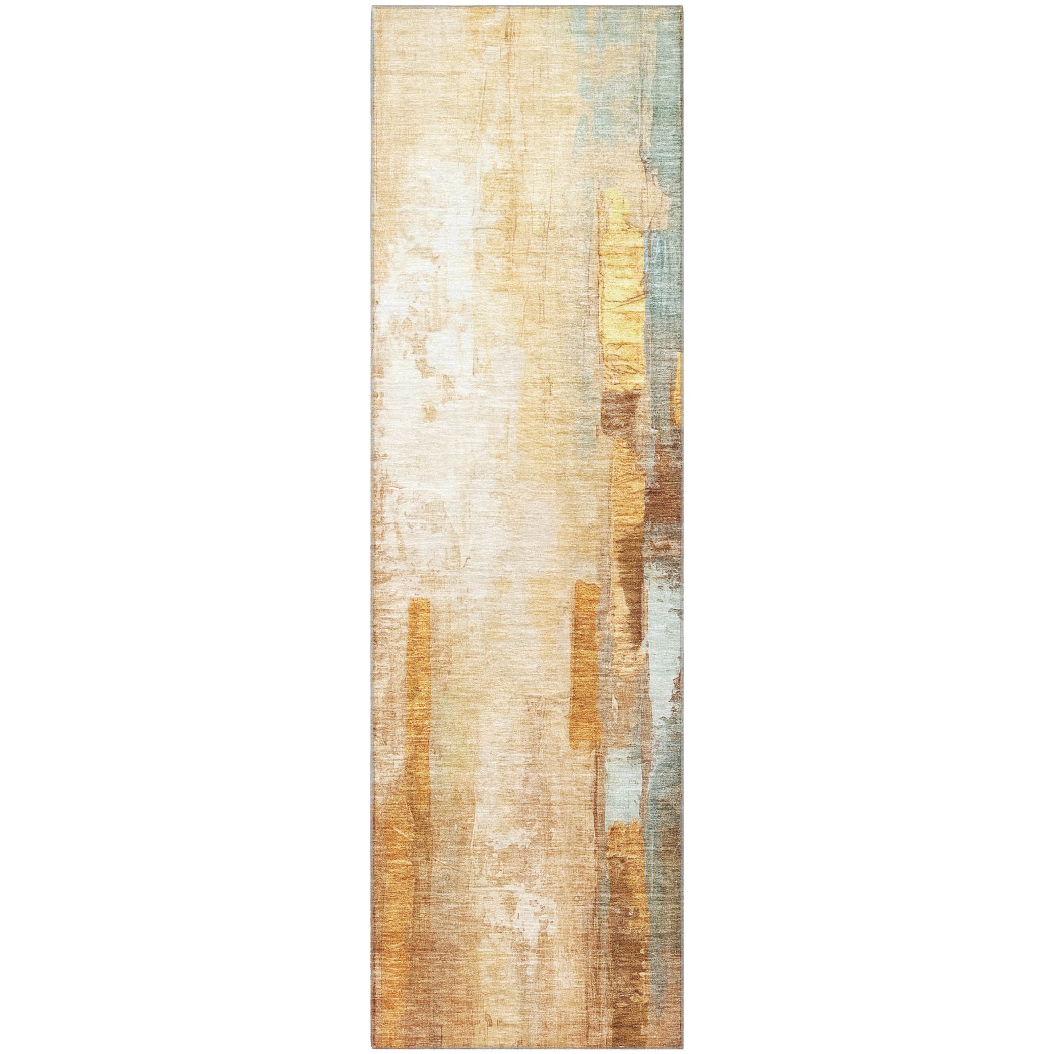 Kathmandu Machine Washable Transitional Copper Orange Rug 2'3" x 7'6" #shape_Runner