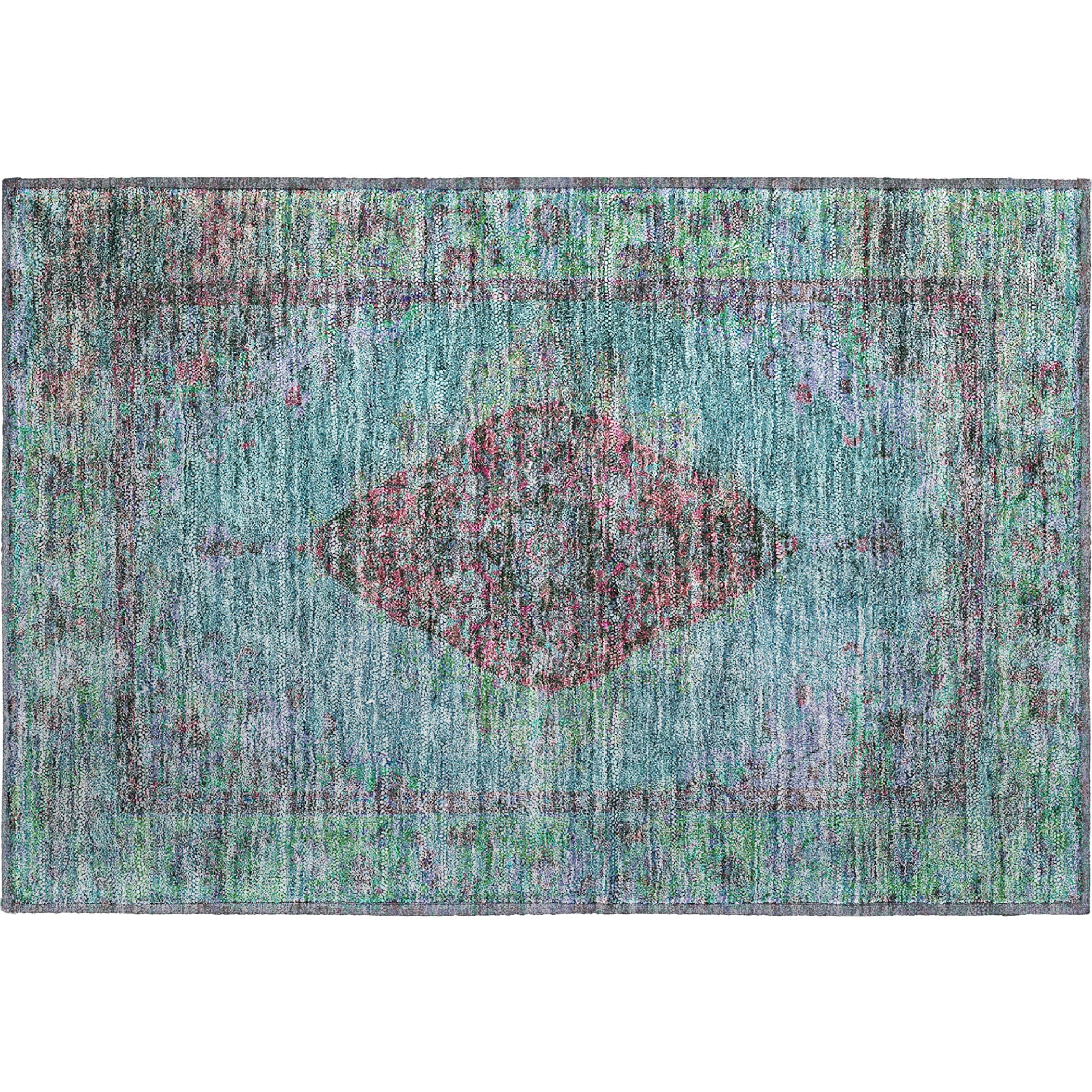 Ghent Machine Washable Traditional Aqua Teal Rug 1'8" x 2'6" #shape_Rectangle