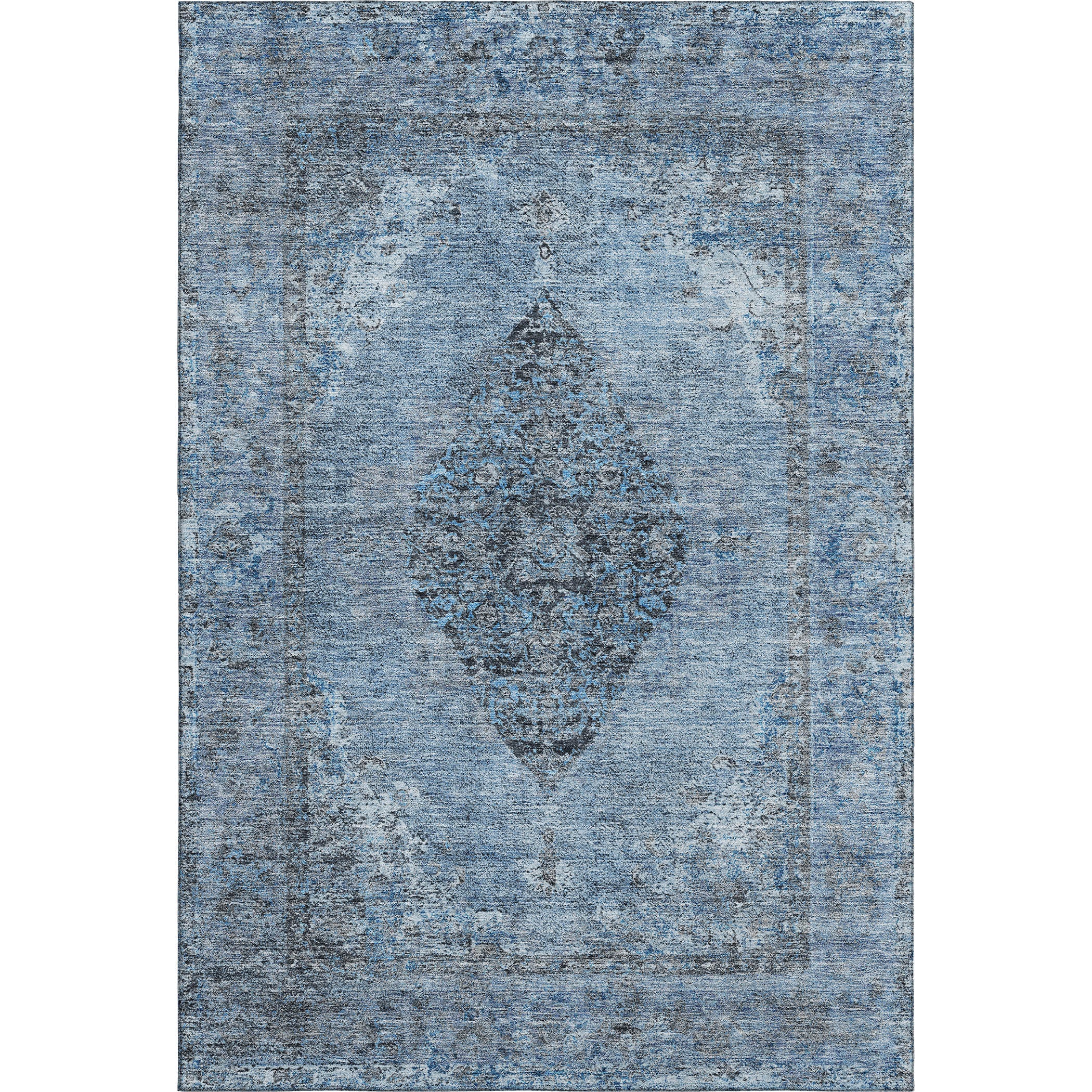 Ghent Machine Washable Traditional Denim Blue Rug 2'6" x 3'10" #shape_Rectangle