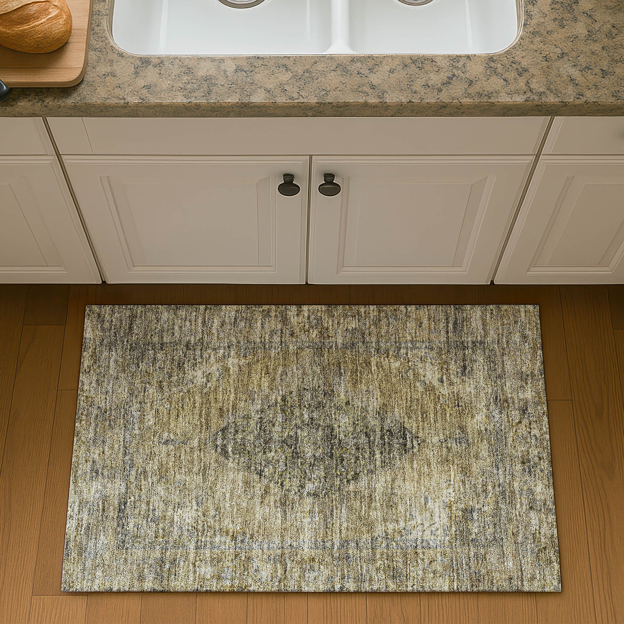 Ghent Machine Washable Traditional Khaki Brown Rug 1'8" x 2'6" #shape_Rectangle