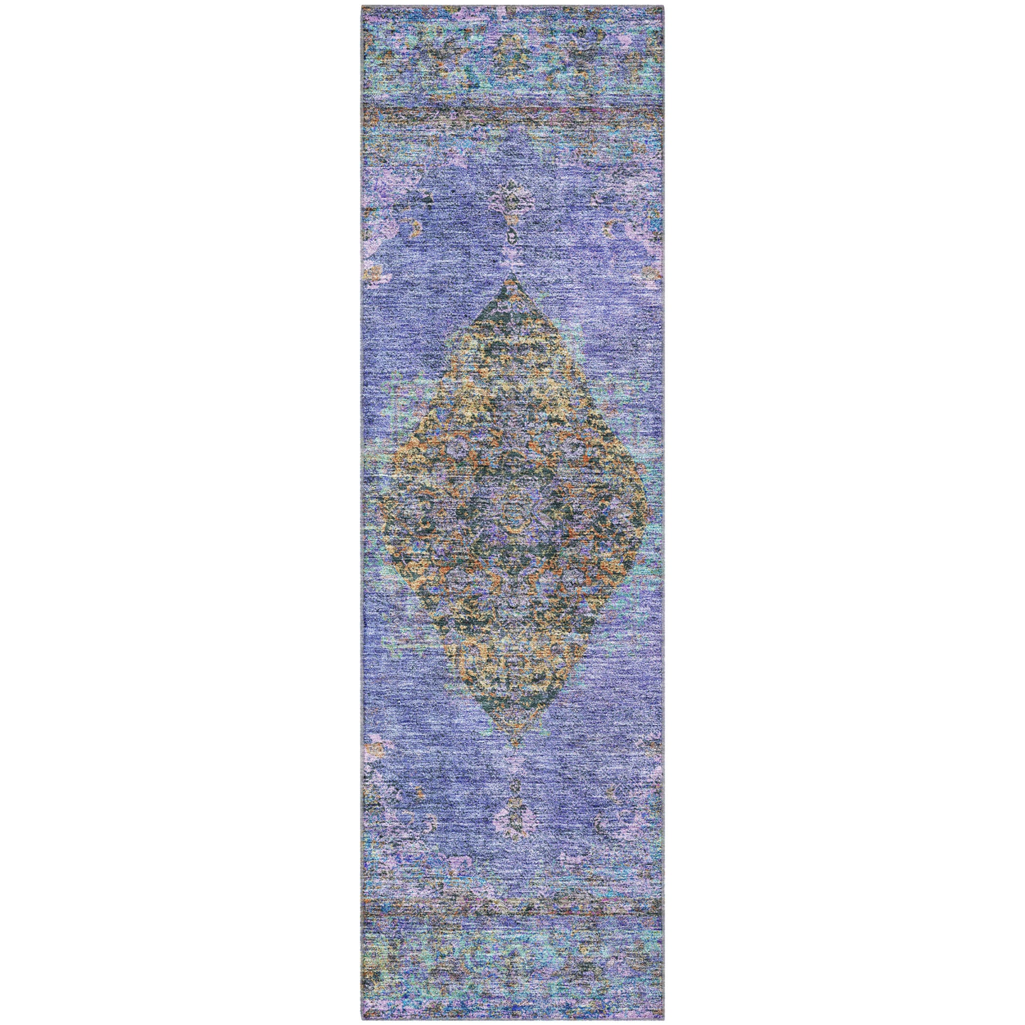 Ghent Machine Washable Traditional Purple Rug 2'3" x 7'6" #shape_Runner