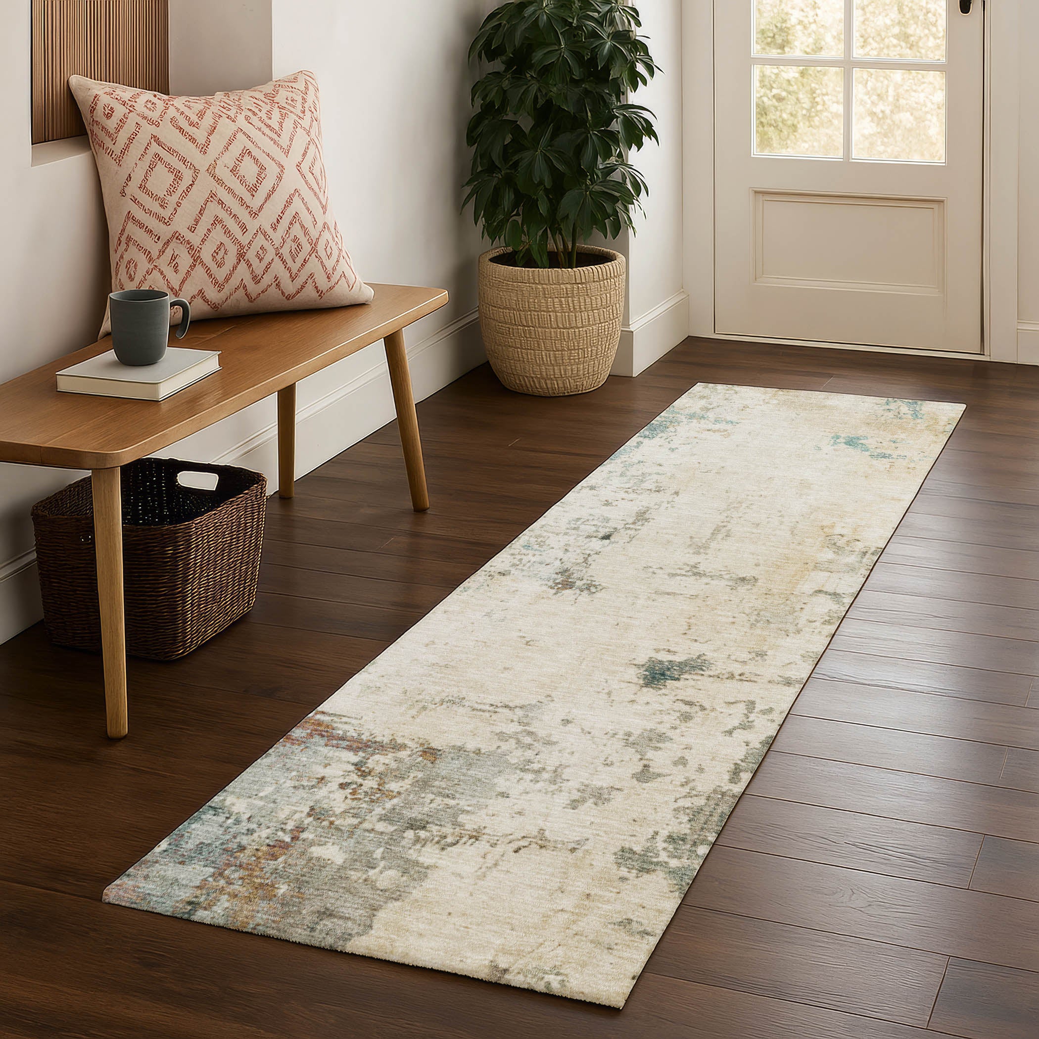 Bogota Machine Washable Transitional Ivory Rug 2'3" x 7'6" #shape_Runner