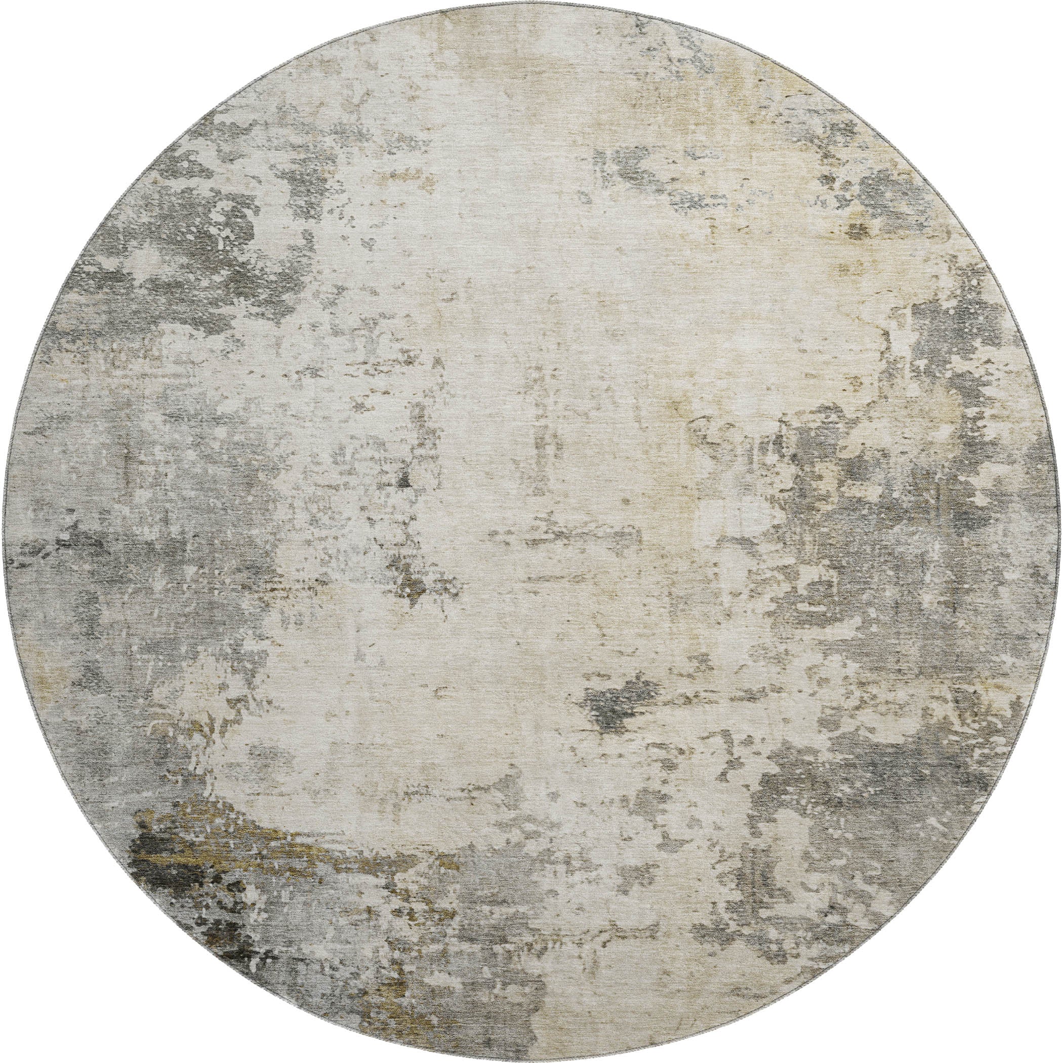 Bogota Machine Washable Transitional Pewter Gray Rug 8' x 8' #shape_Round
