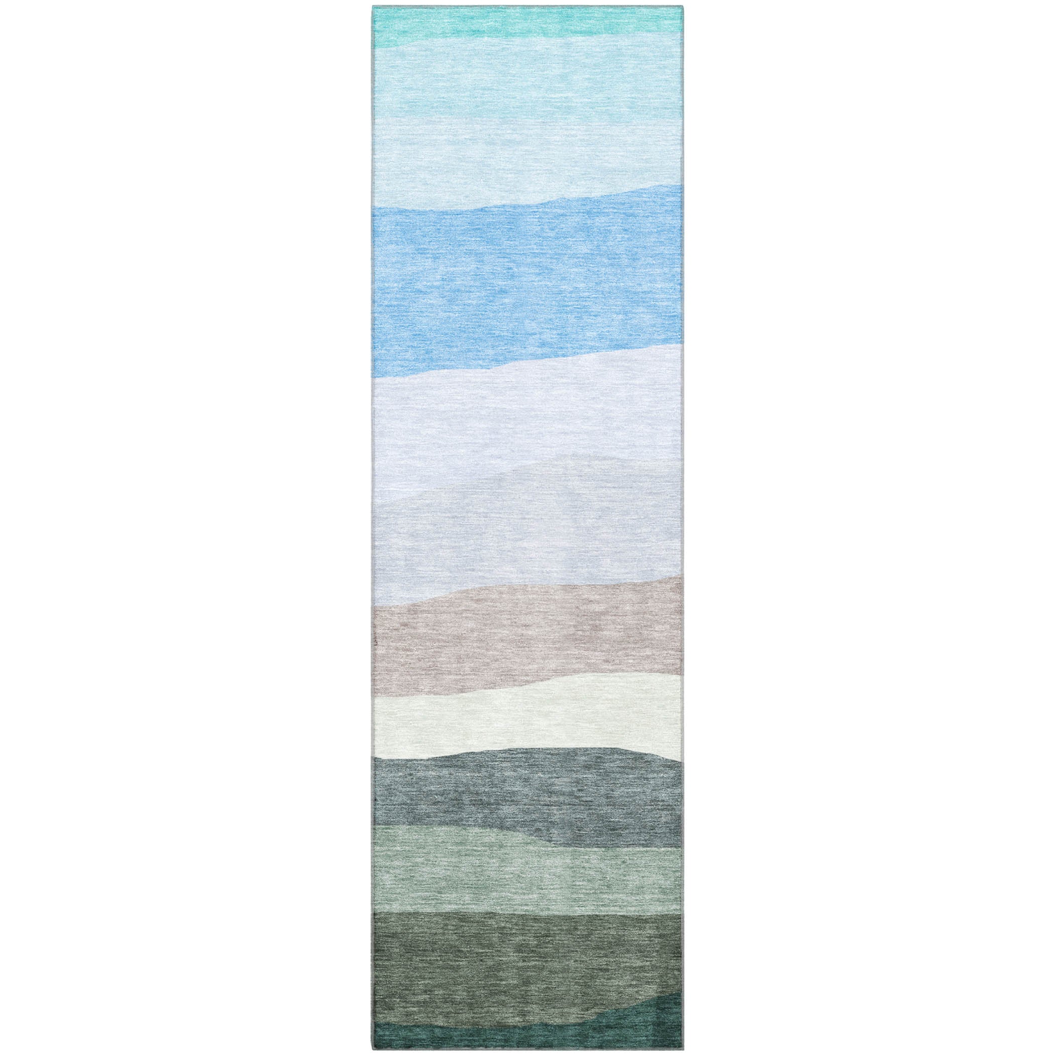 Kyoto Machine Washable Transitional Green Rug 2'3" x 7'6" #shape_Runner